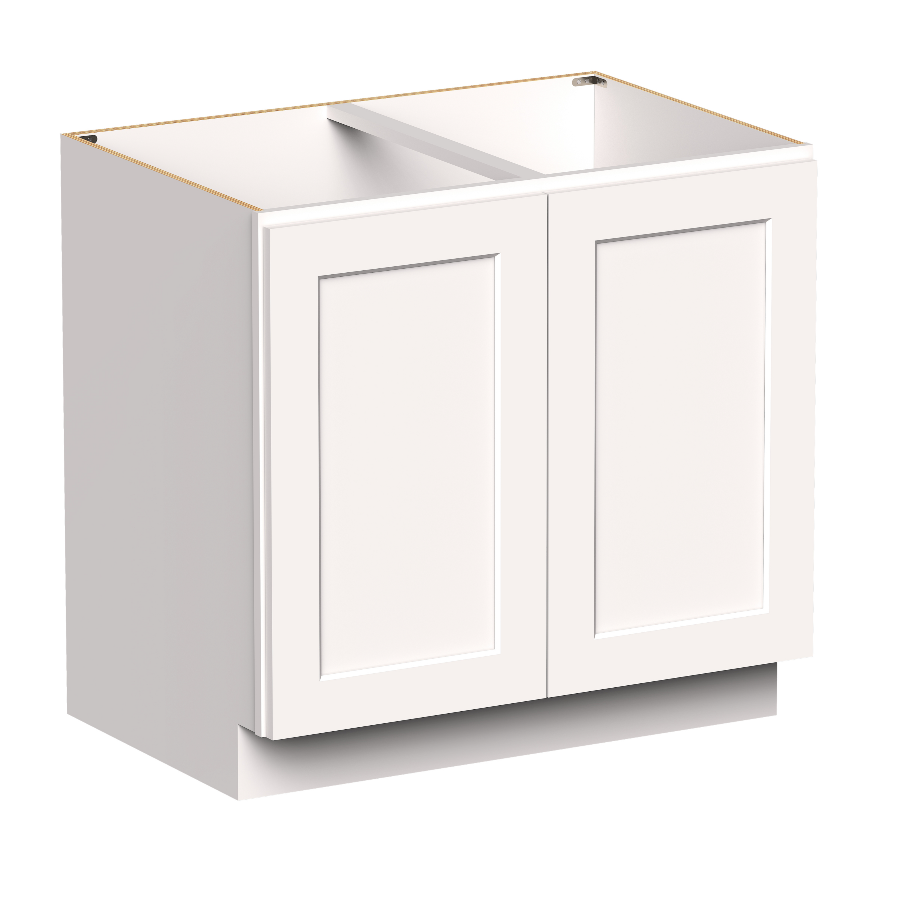 White Shaker RTA 36"W x 24"D x 34.5"H Full Height Door Base Cabinet with 2 Doors and 1 Shelves