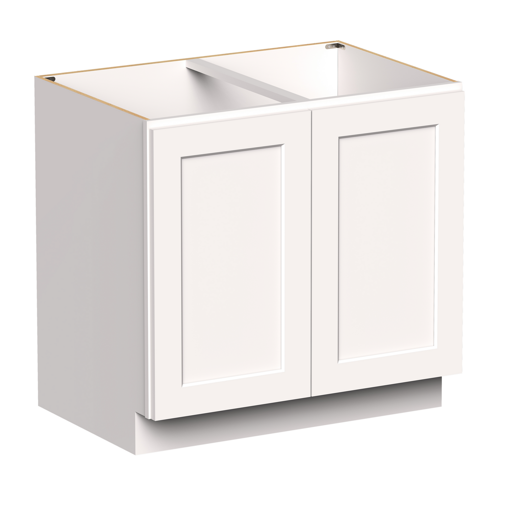 White Shaker RTA 36"W x 24"D x 34.5"H Full Height Door Base Cabinet with 2 Doors and 1 Shelves