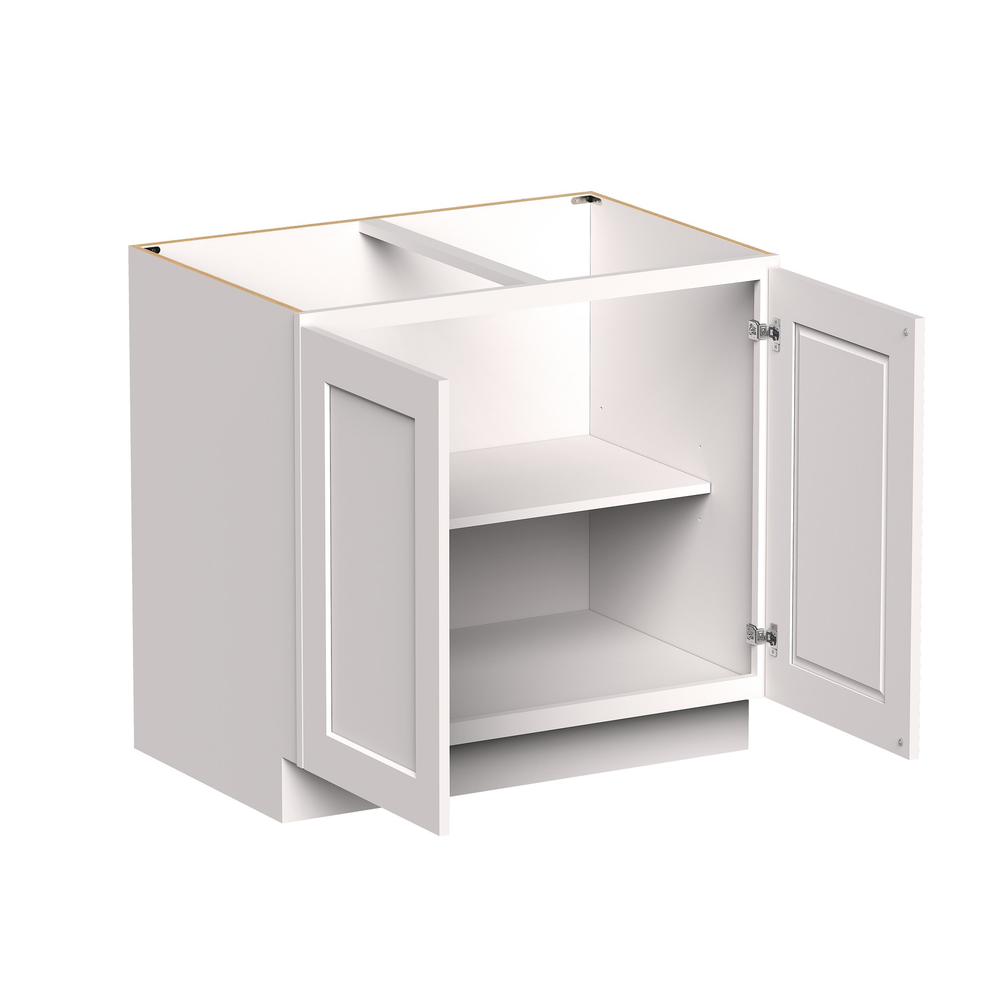 White Shaker RTA 36"W x 24"D x 34.5"H Full Height Door Base Cabinet with 2 Doors and 1 Shelves