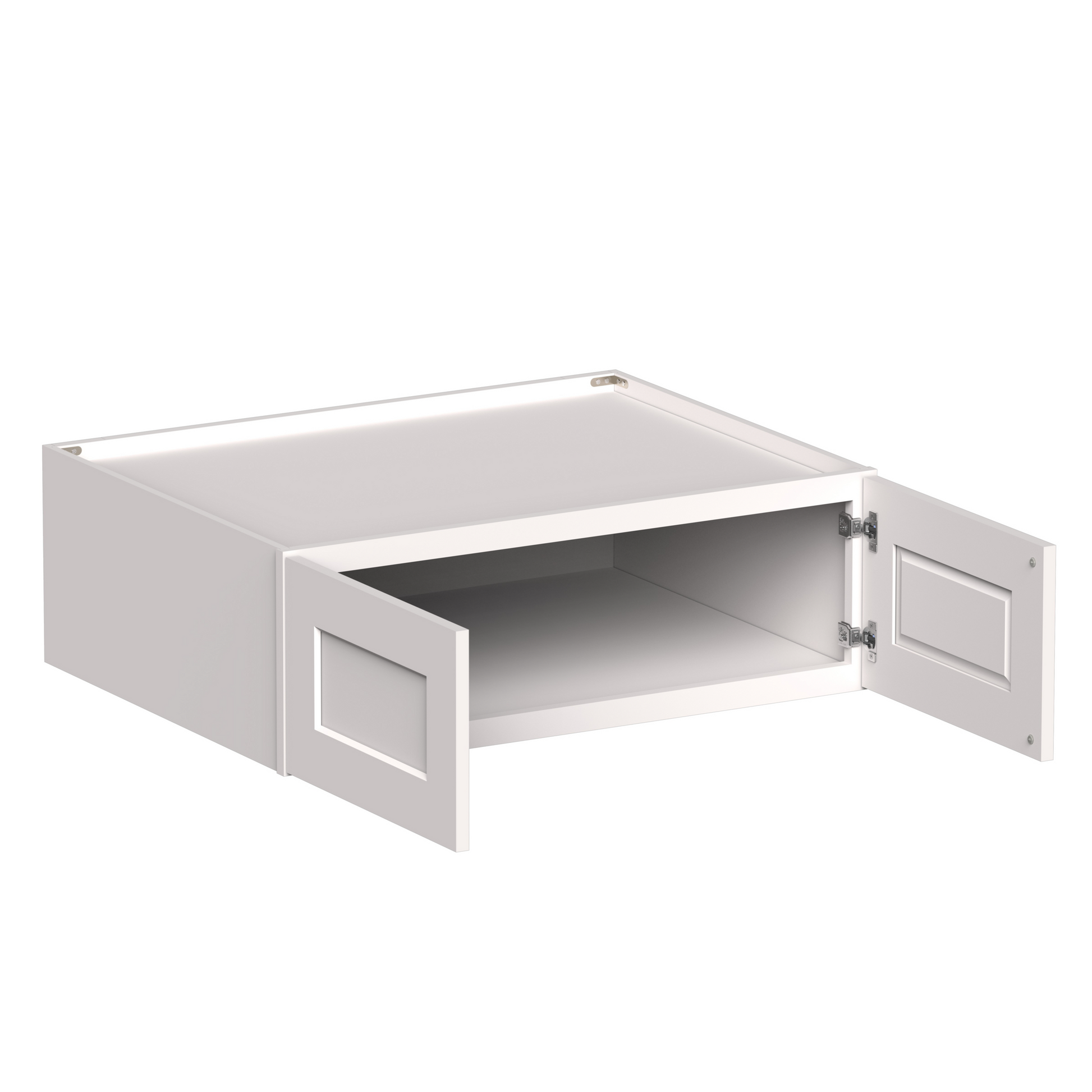 White Shaker RTA 36"W x 27"D x 12"-18"H Deep Wall Cabinets with 2 Doors