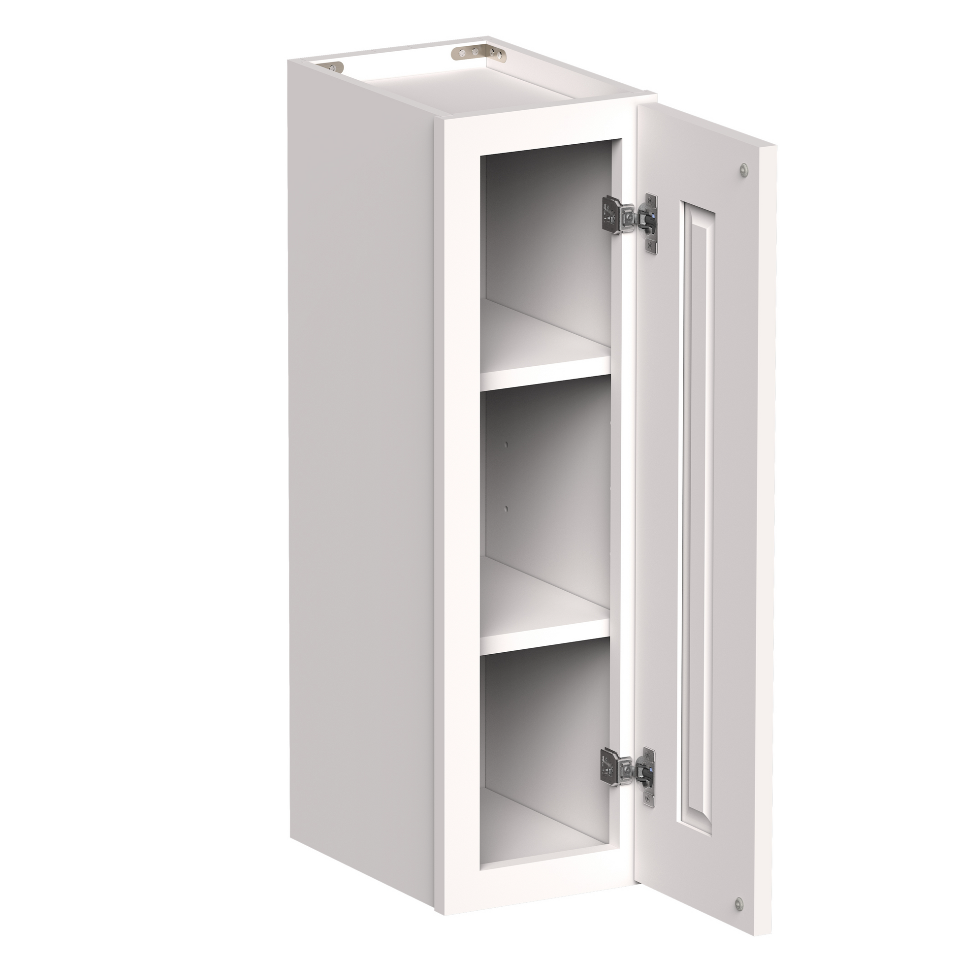 White Shaker RTA 9"W-21"W x 12"D x 30"H/36"H Standard Wall Cabinet with 1 Door and 2 Shelves