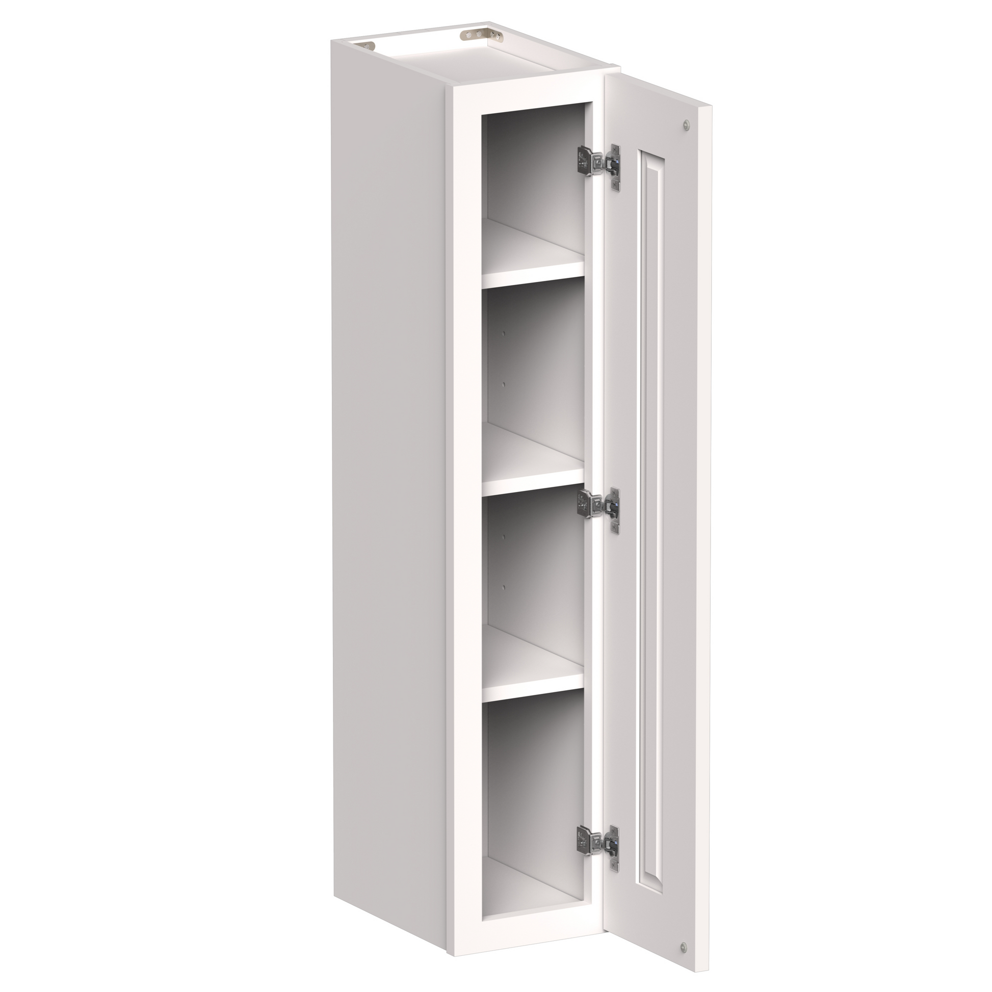White Shaker RTA 9"W-21"W x 12"D x 42"H Standard Wall Cabinet with 1 Door and 3 Shelves