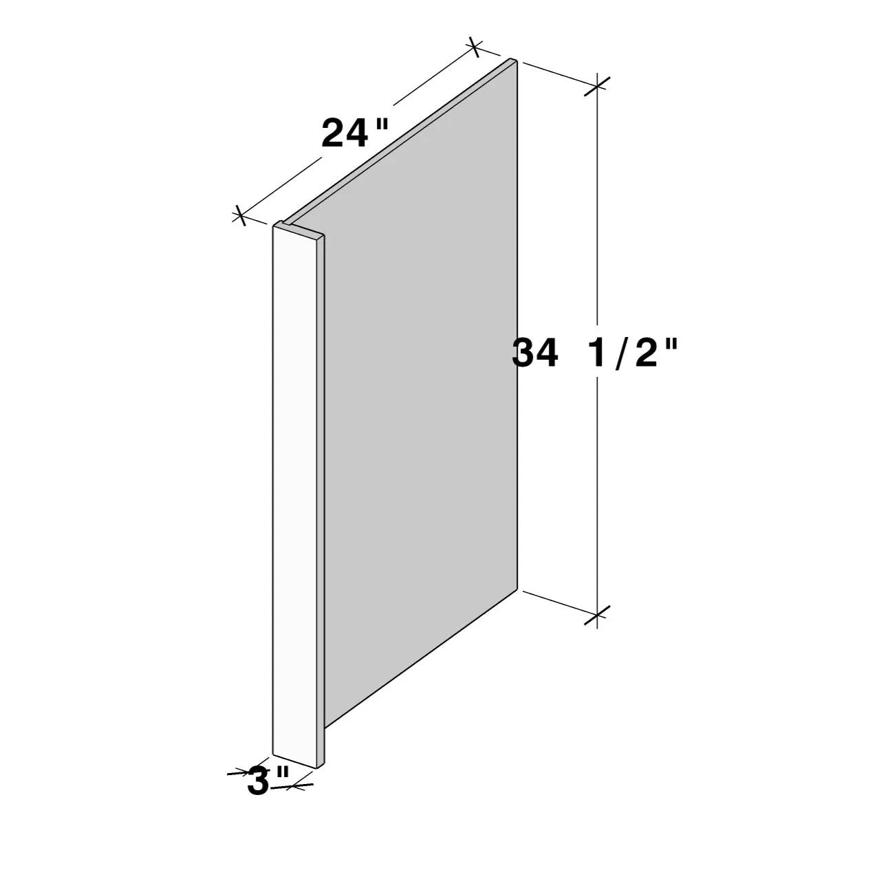 White Shaker RTA W3" X H34.5" X D24" Dish Washer Panel
