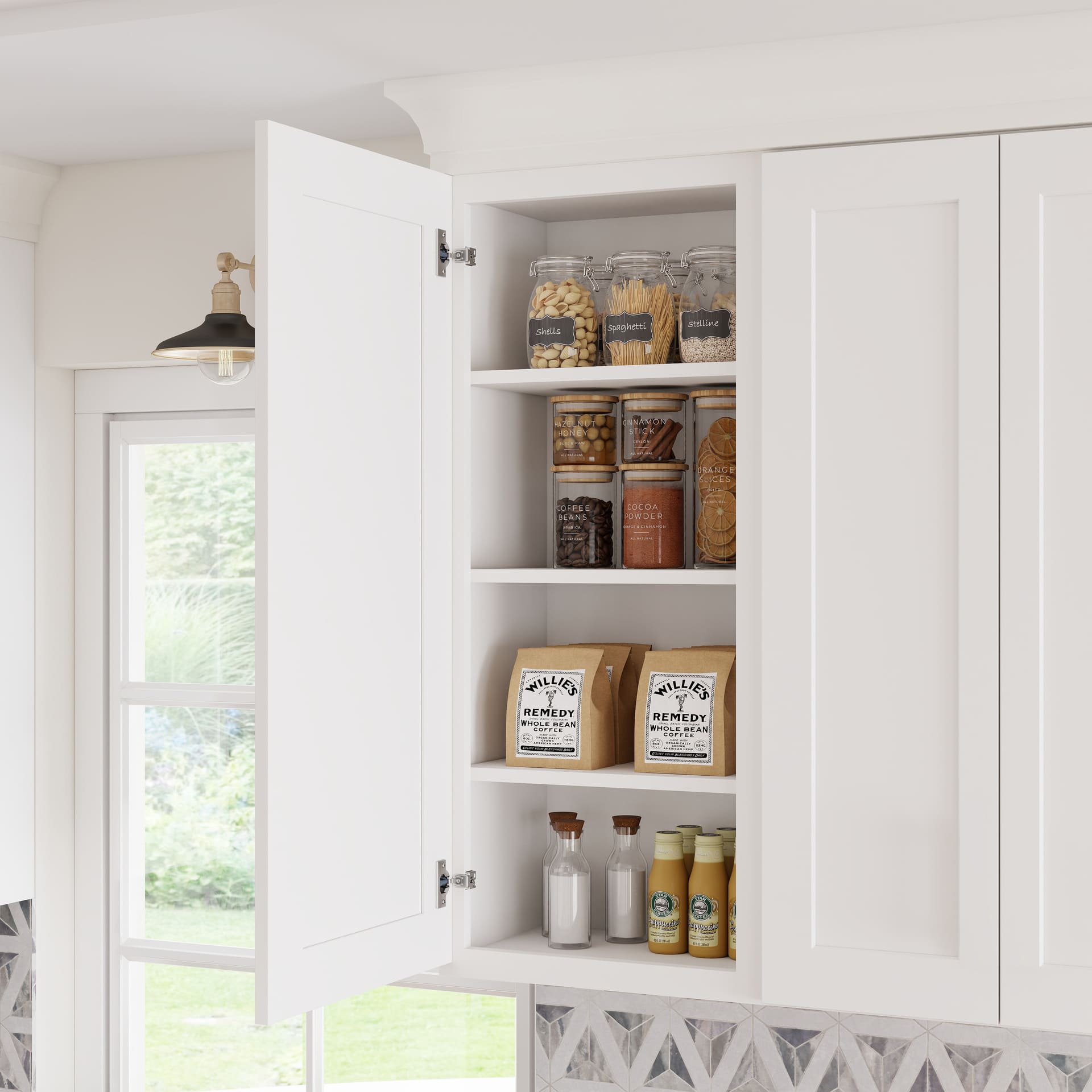 White Shaker RTA W18" X H42" X D12" Standard Wall Cabinet with 1 Door and 3 Shelves