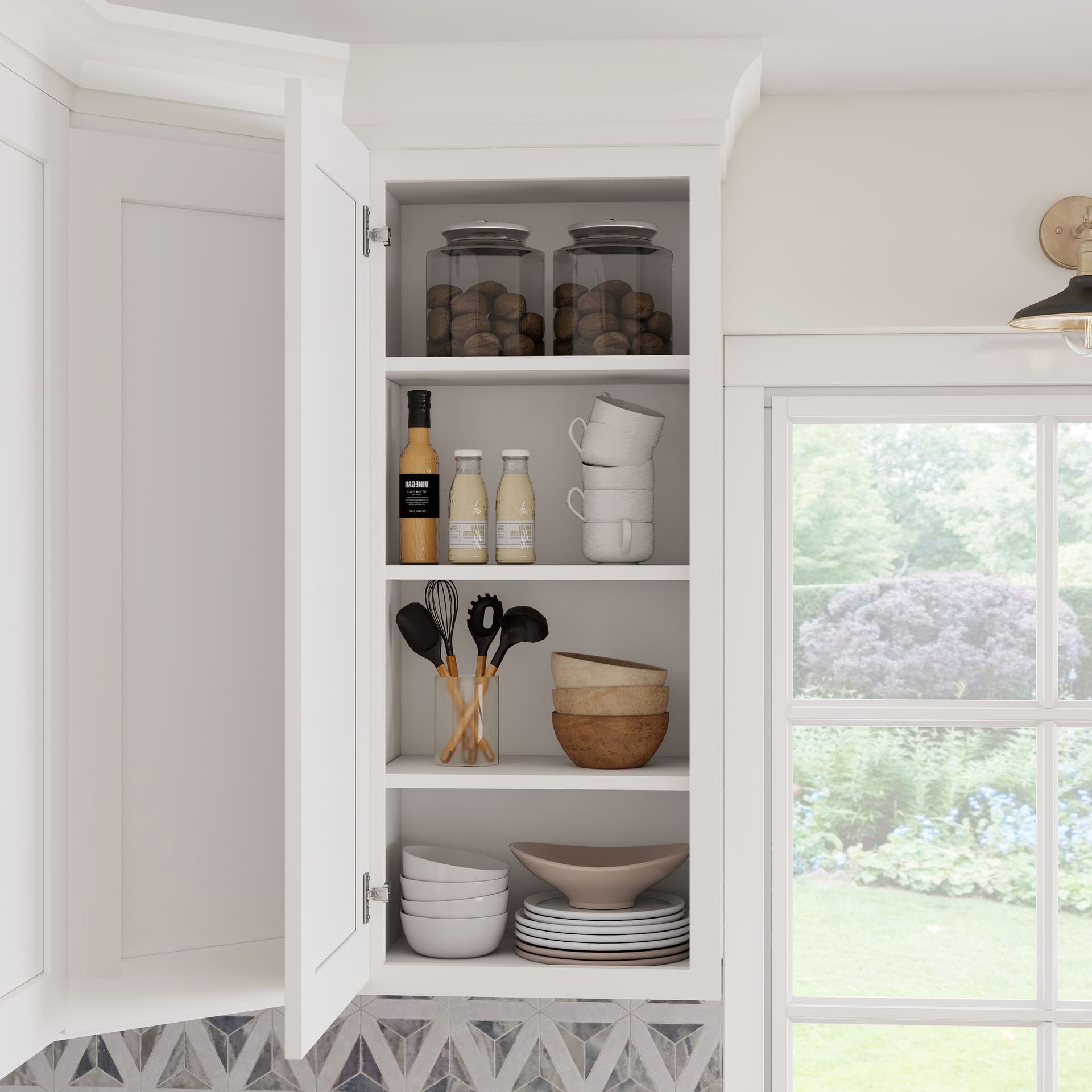 White Shaker RTA W18" X H42" X D12" Standard Wall Cabinet with 1 Door and 3 Shelves