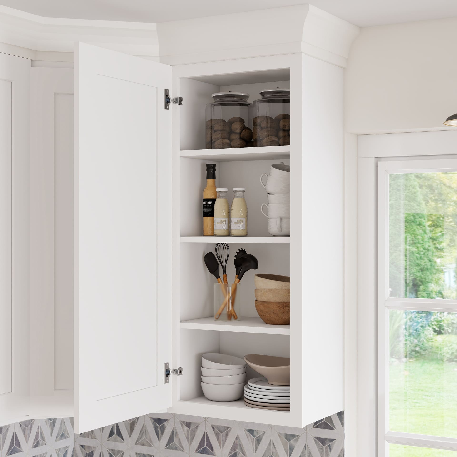 White Shaker RTA W18" X H42" X D12" Standard Wall Cabinet with 1 Door and 3 Shelves