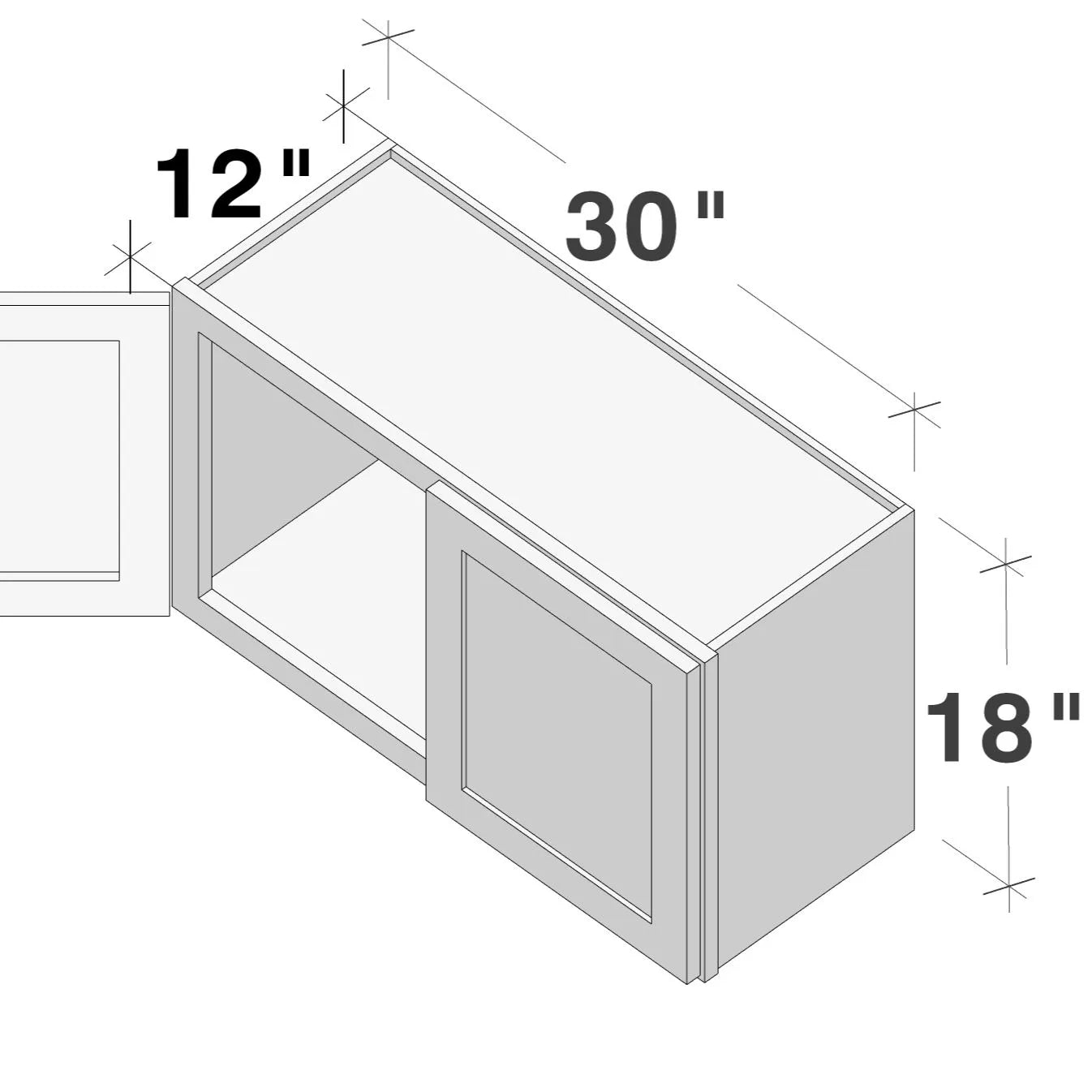 White Shaker RTA W30" X H18" X D12" Wall Cabinet with 2 Doors