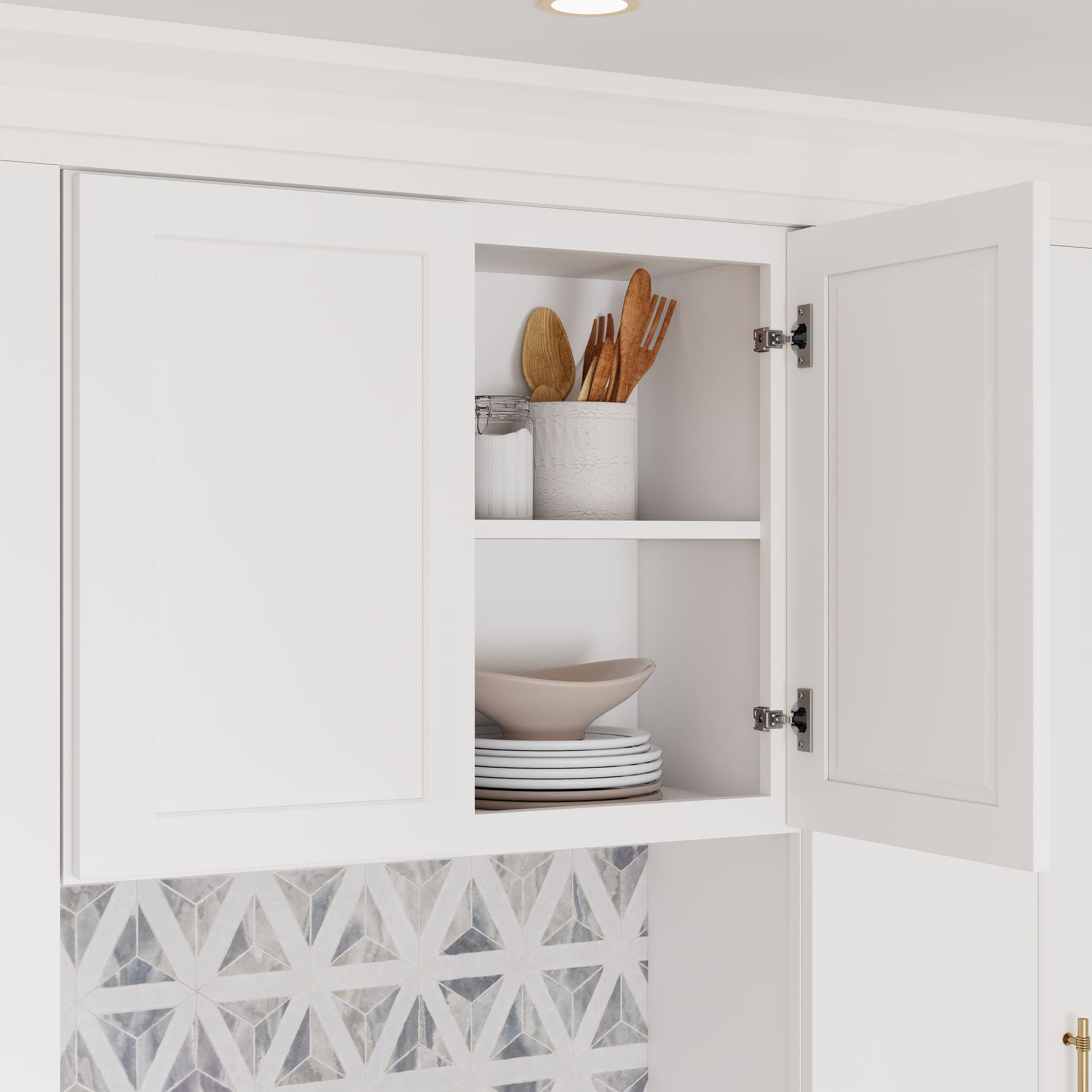 White Shaker RTA W30" X H24" X D12" Standard Wall Cabinet with 2 Doors