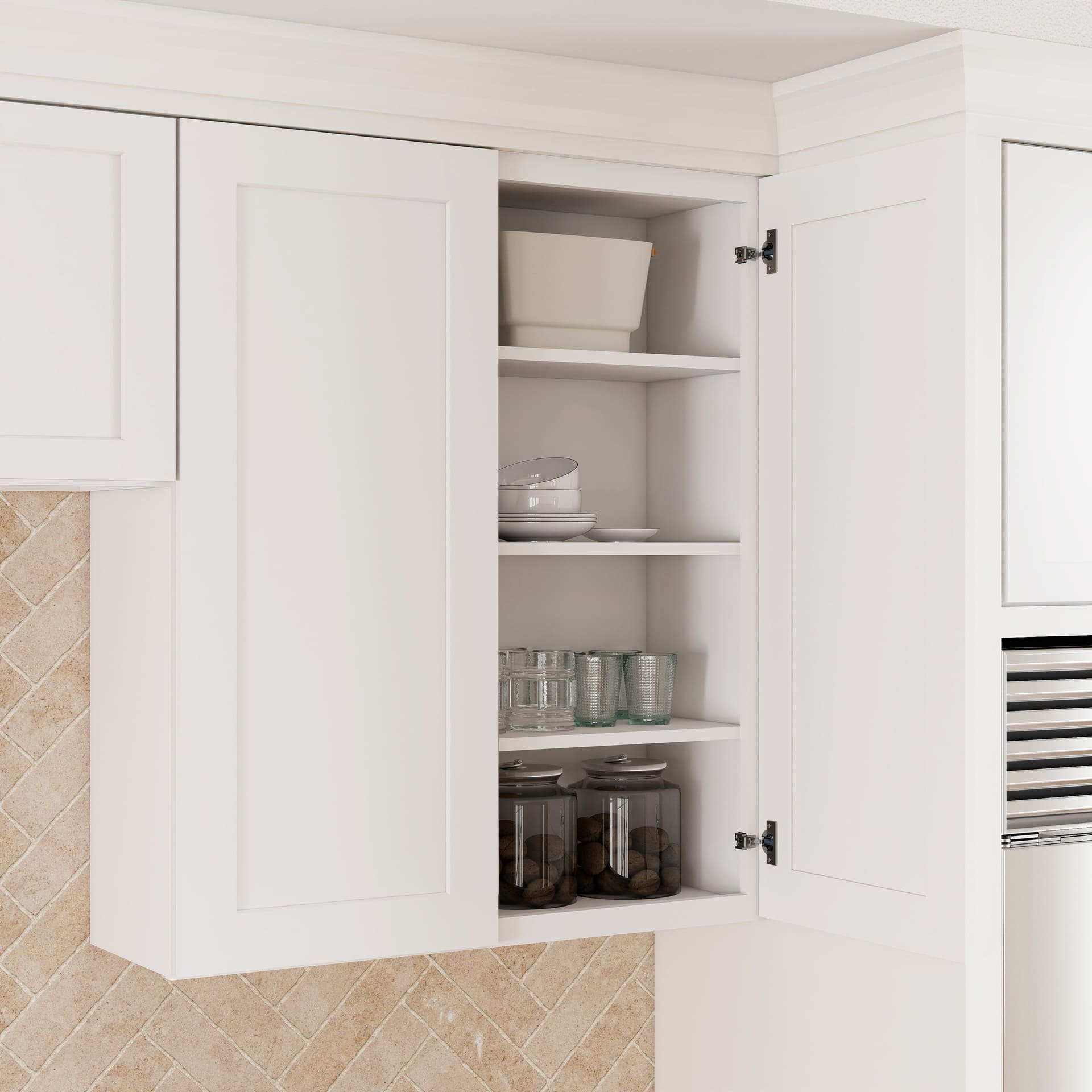 White Shaker RTA W36 X H24 X D12 Wall Kitchen Cabinet with 2 Doors 02