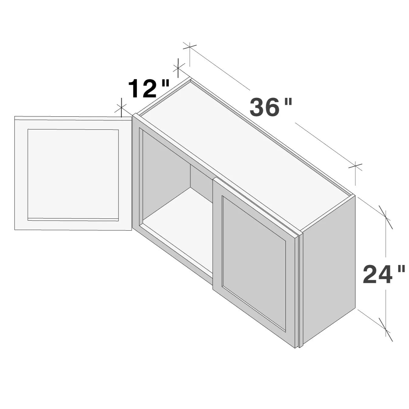 White Shaker RTA W36 X H24 X D12 Wall Kitchen Cabinet with 2 Doors 01