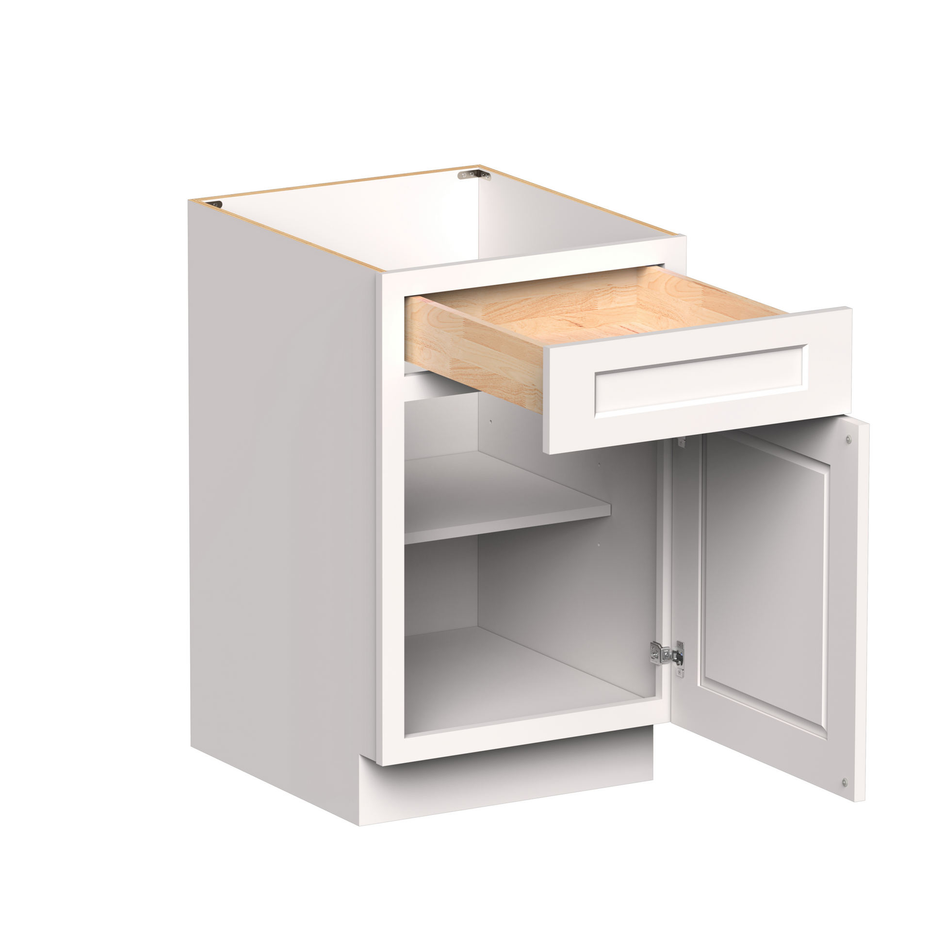 White RTA 21"W x 24"D x 34.5"H Standard Base Cabinet with 1 Drawer and 1 Door