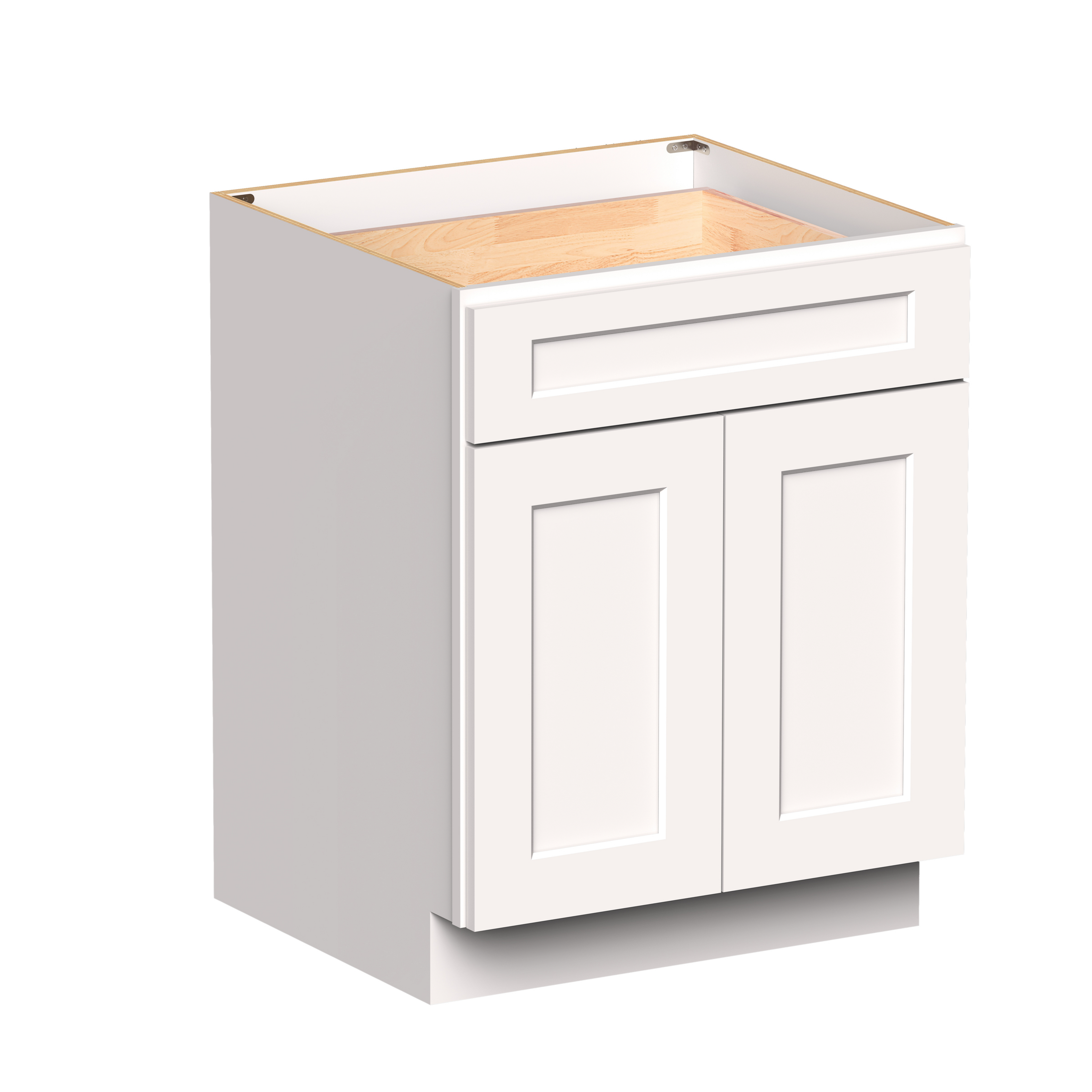 White RTA 27"W x 24"D x 34.5"H Standard Base Cabinet with 1 Drawer and 2 Doors