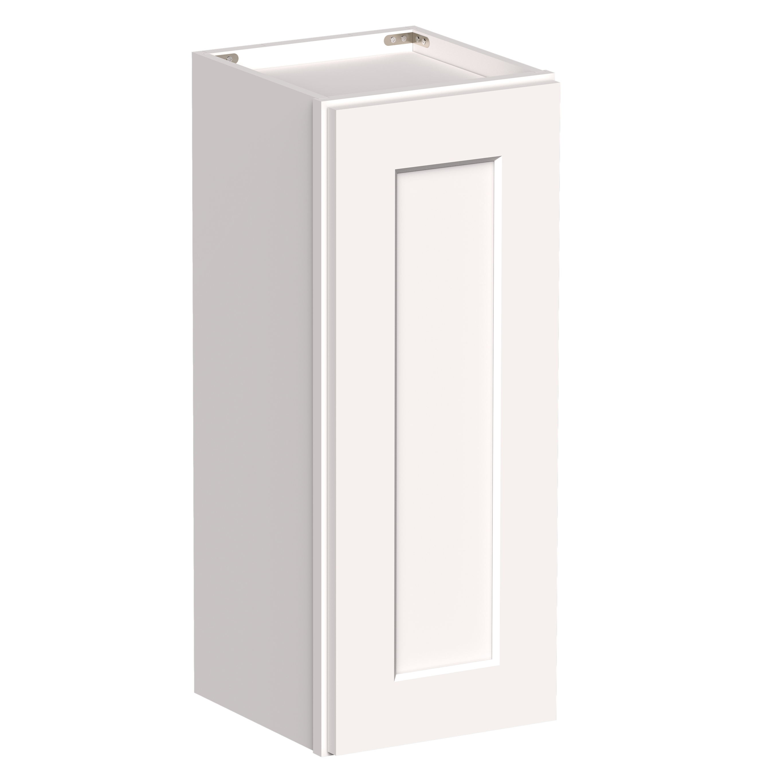 White Shaker RTA 9"W-21"W x 12"D x 30"H/36"H Standard Wall Cabinet with 1 Door and 2 Shelves
