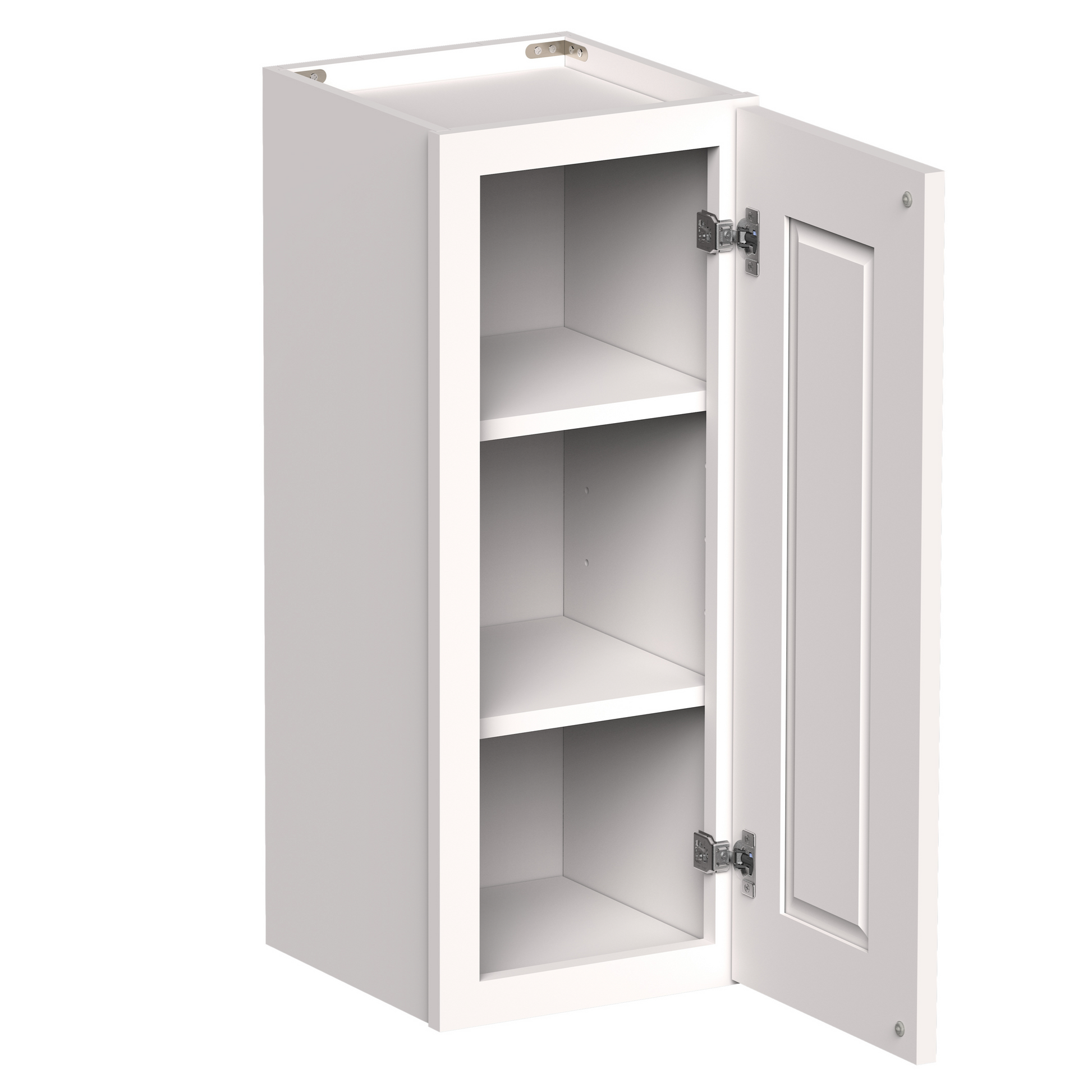 White Shaker RTA 9"W-21"W x 12"D x 30"H/36"H Standard Wall Cabinet with 1 Door and 2 Shelves