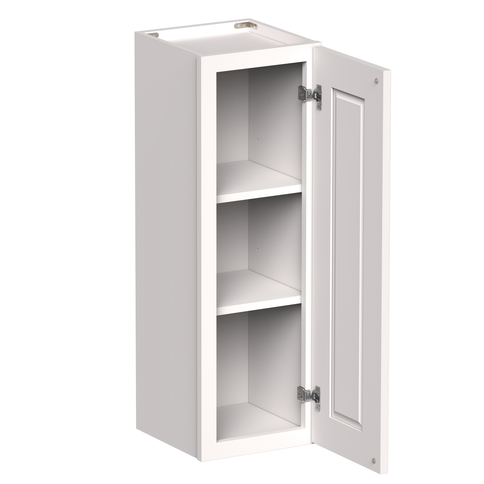 White Shaker RTA 9"W-21"W x 12"D x 30"H/36"H Standard Wall Cabinet with 1 Door and 2 Shelves