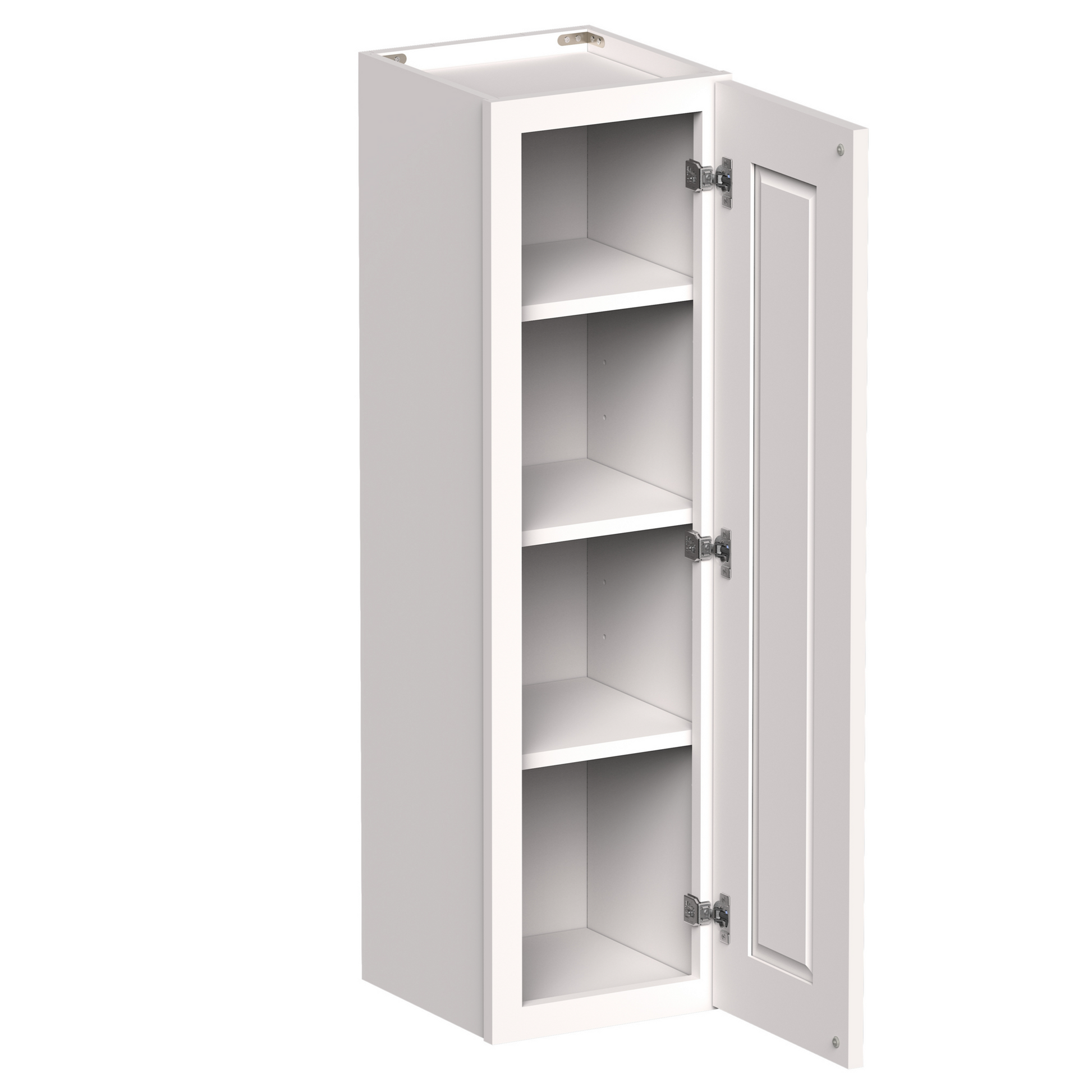 White Shaker RTA 9"W-21"W x 12"D x 42"H Standard Wall Cabinet with 1 Door and 3 Shelves