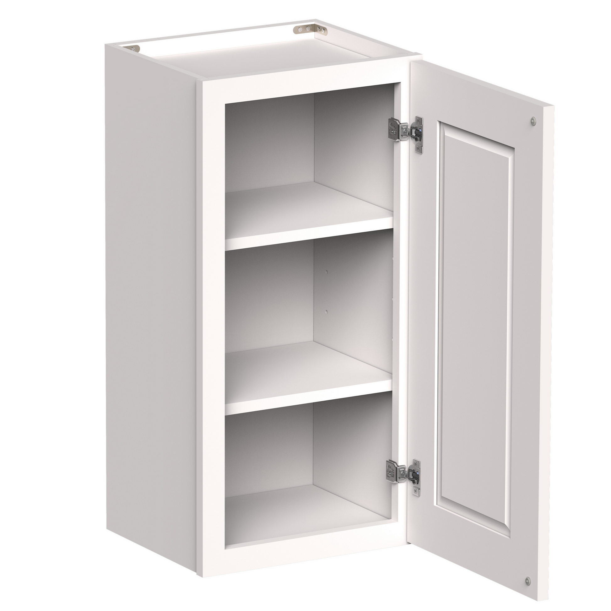 White Shaker RTA 9"W-21"W x 12"D x 30"H/36"H Standard Wall Cabinet with 1 Door and 2 Shelves