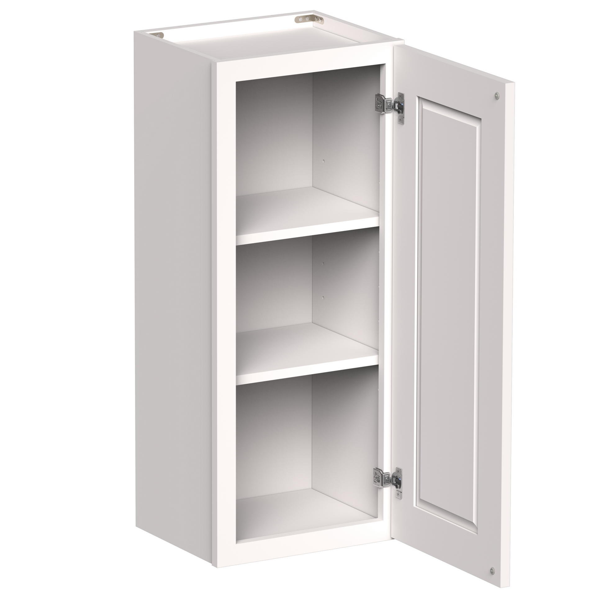 White Shaker RTA 9"W-21"W x 12"D x 30"H/36"H Standard Wall Cabinet with 1 Door and 2 Shelves