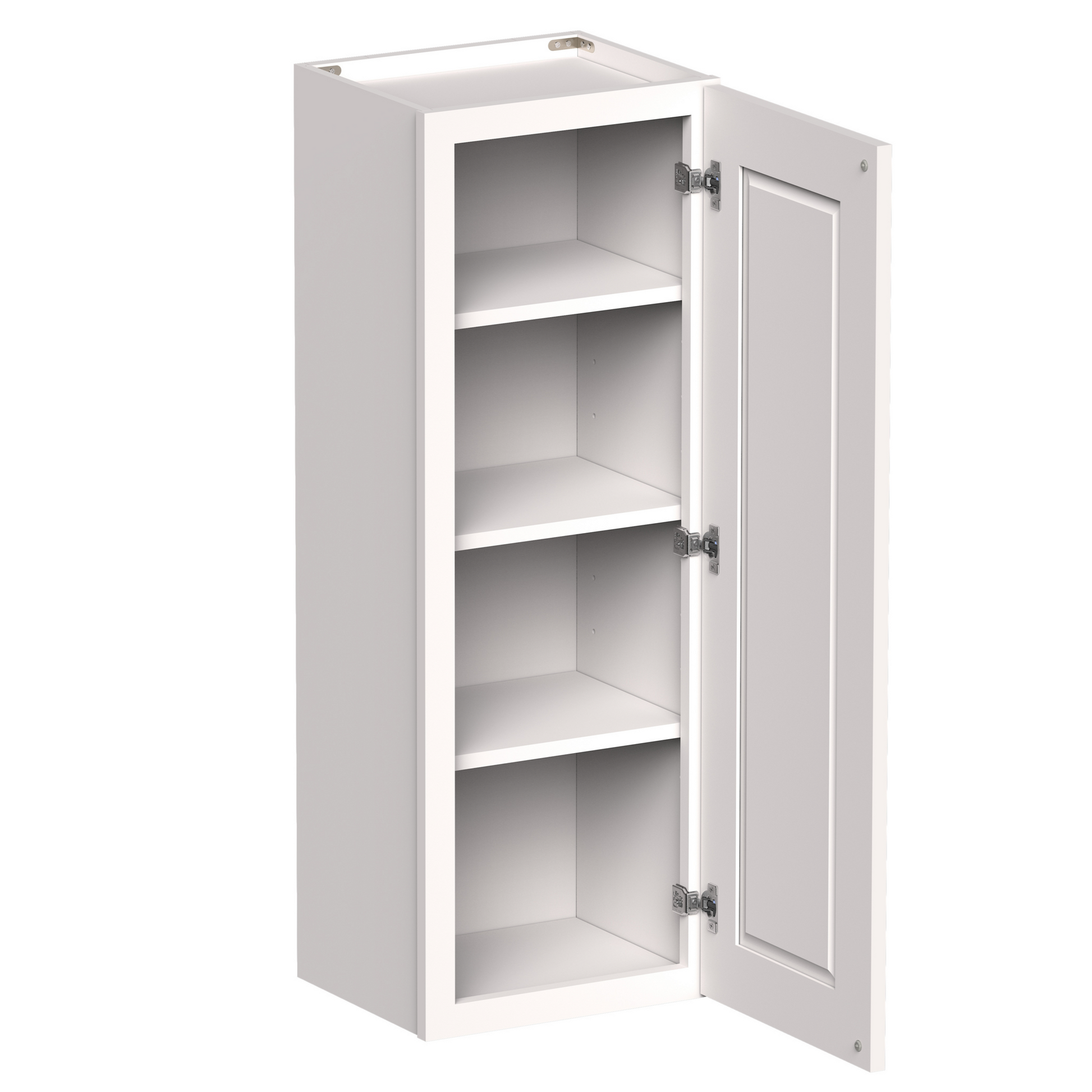 White Shaker RTA 9"W-21"W x 12"D x 42"H Standard Wall Cabinet with 1 Door and 3 Shelves