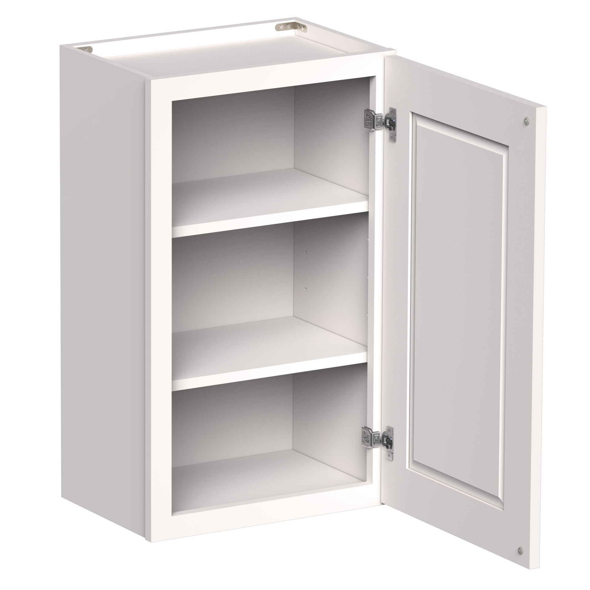 White Shaker RTA 9"W-21"W x 12"D x 30"H/36"H Standard Wall Cabinet with 1 Door and 2 Shelves