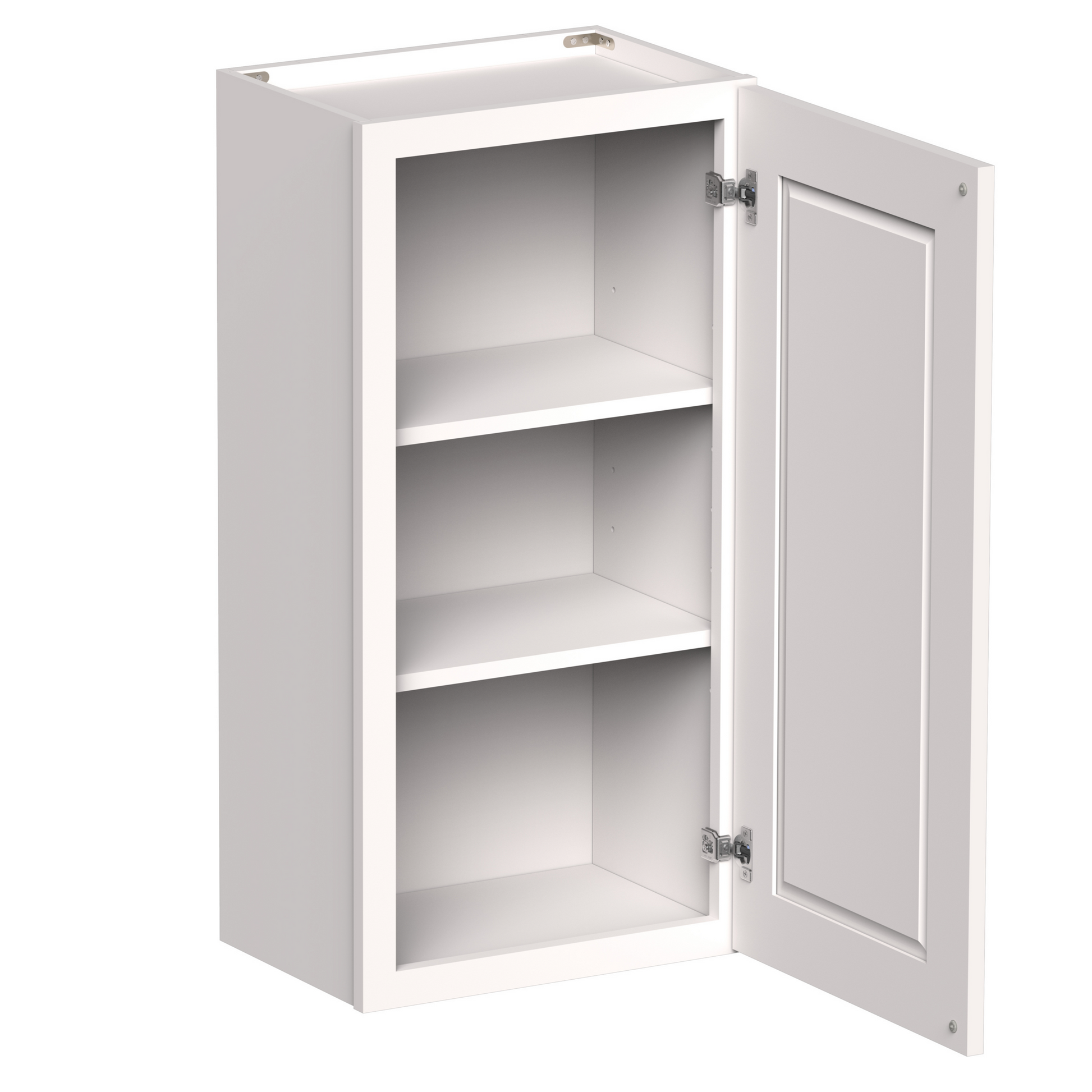 White Shaker RTA 9"W-21"W x 12"D x 30"H/36"H Standard Wall Cabinet with 1 Door and 2 Shelves
