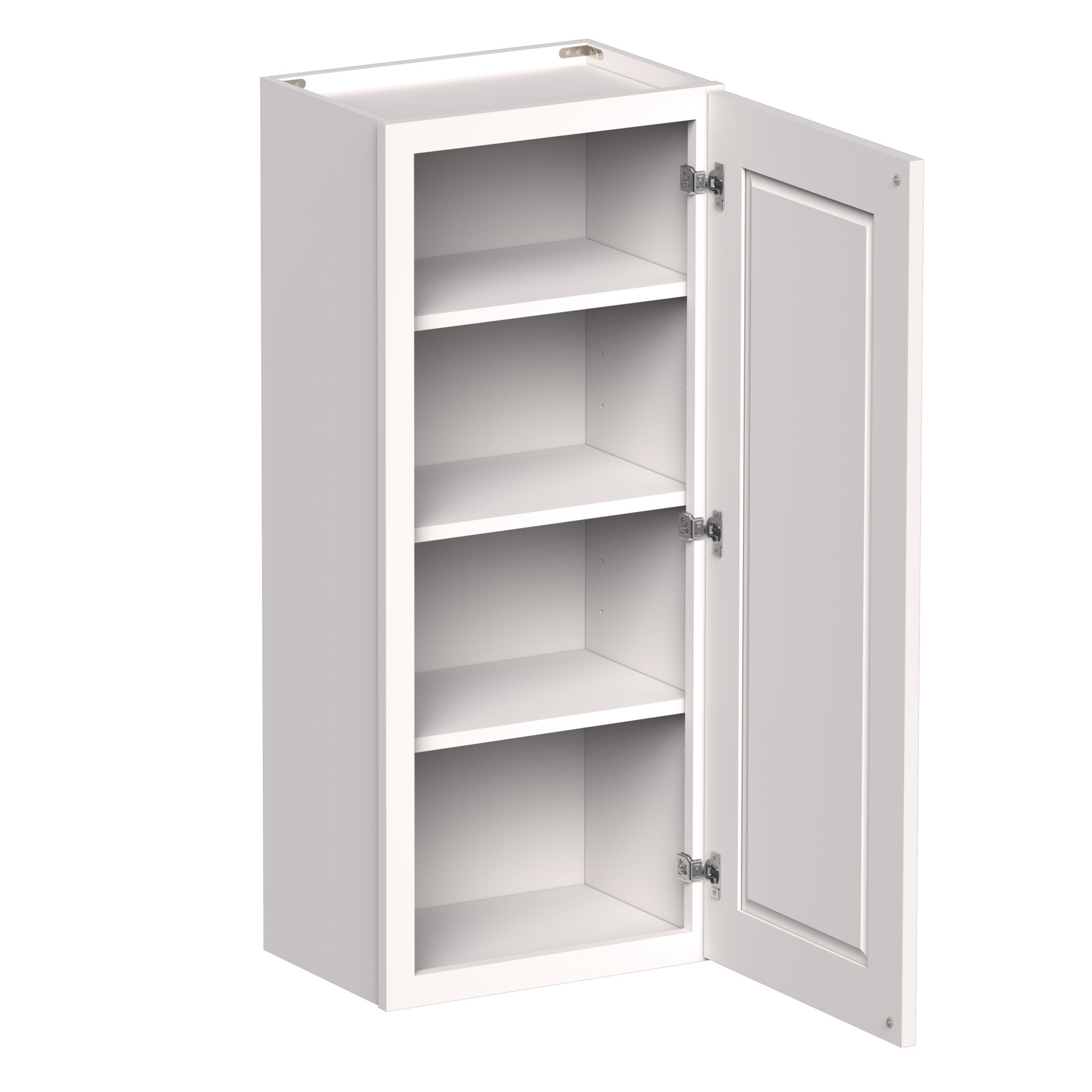 White Shaker RTA 9"W-21"W x 12"D x 42"H Standard Wall Cabinet with 1 Door and 3 Shelves
