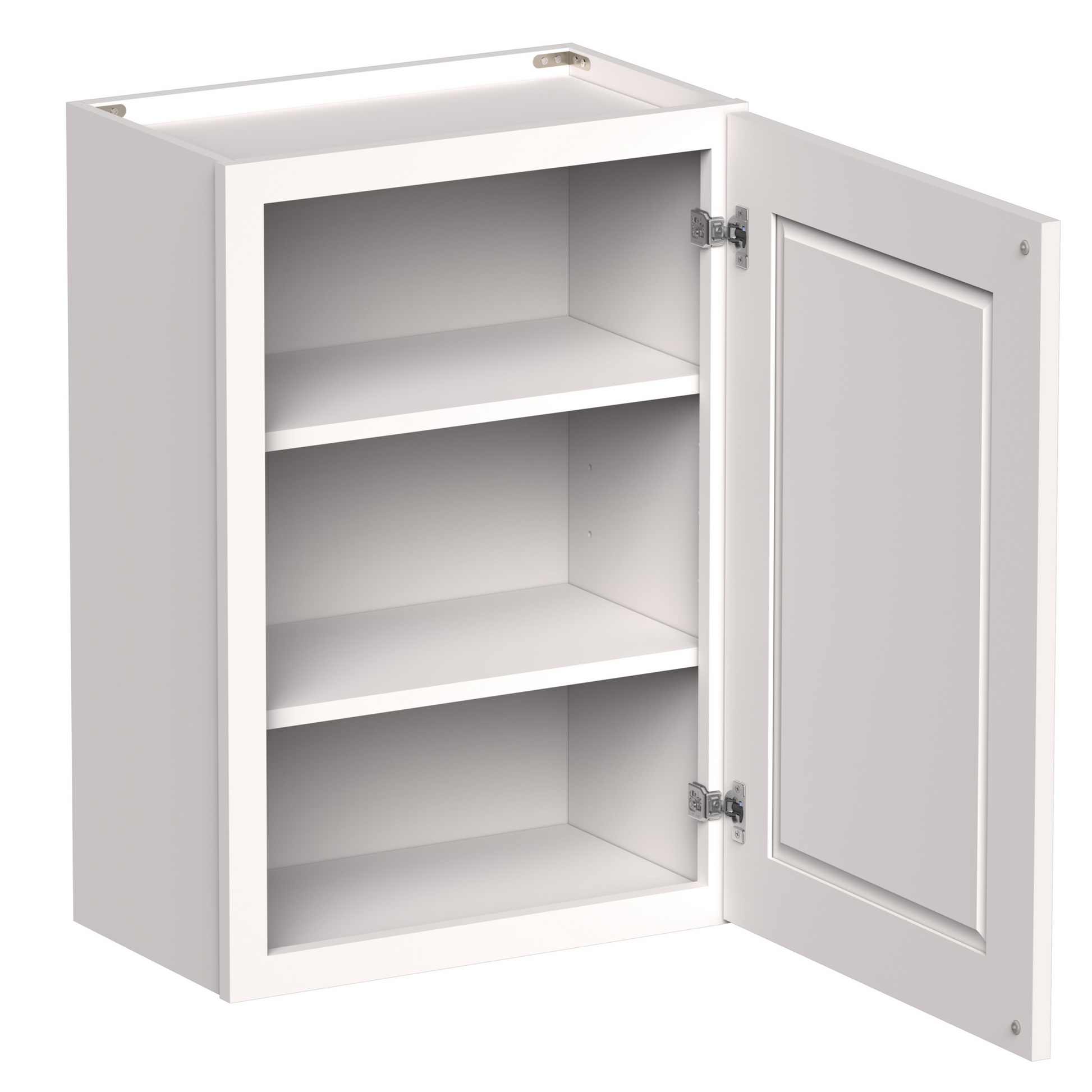 White Shaker RTA 9"W-21"W x 12"D x 30"H/36"H Standard Wall Cabinet with 1 Door and 2 Shelves