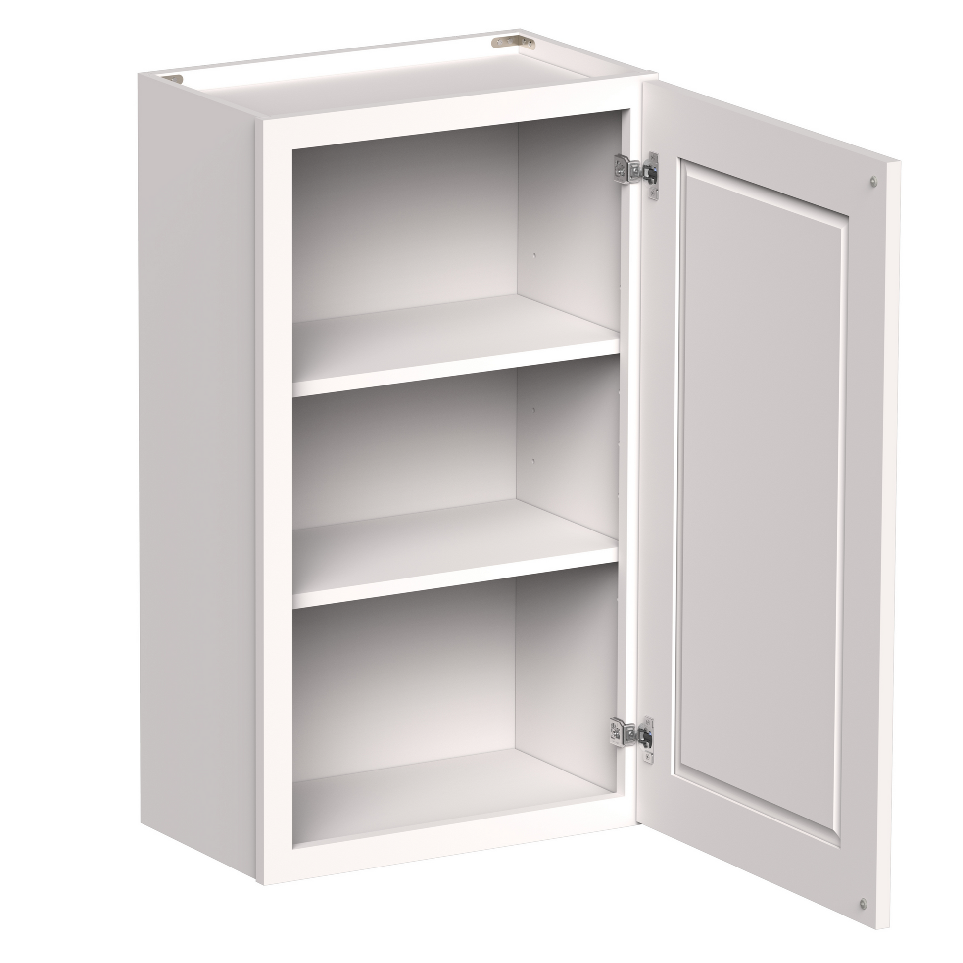 White Shaker RTA 9"W-21"W x 12"D x 30"H/36"H Standard Wall Cabinet with 1 Door and 2 Shelves
