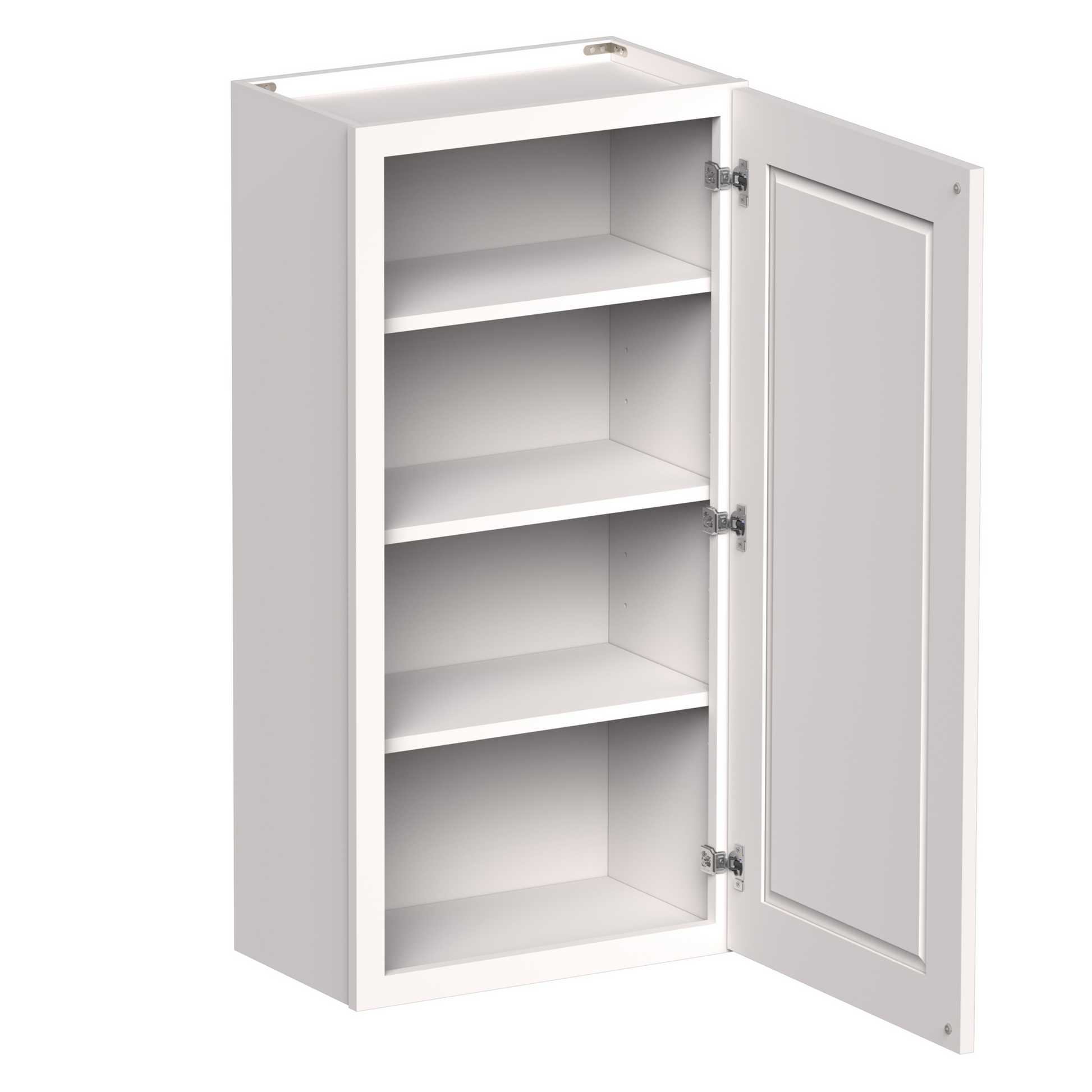 White Shaker RTA 9"W-21"W x 12"D x 42"H Standard Wall Cabinet with 1 Door and 3 Shelves