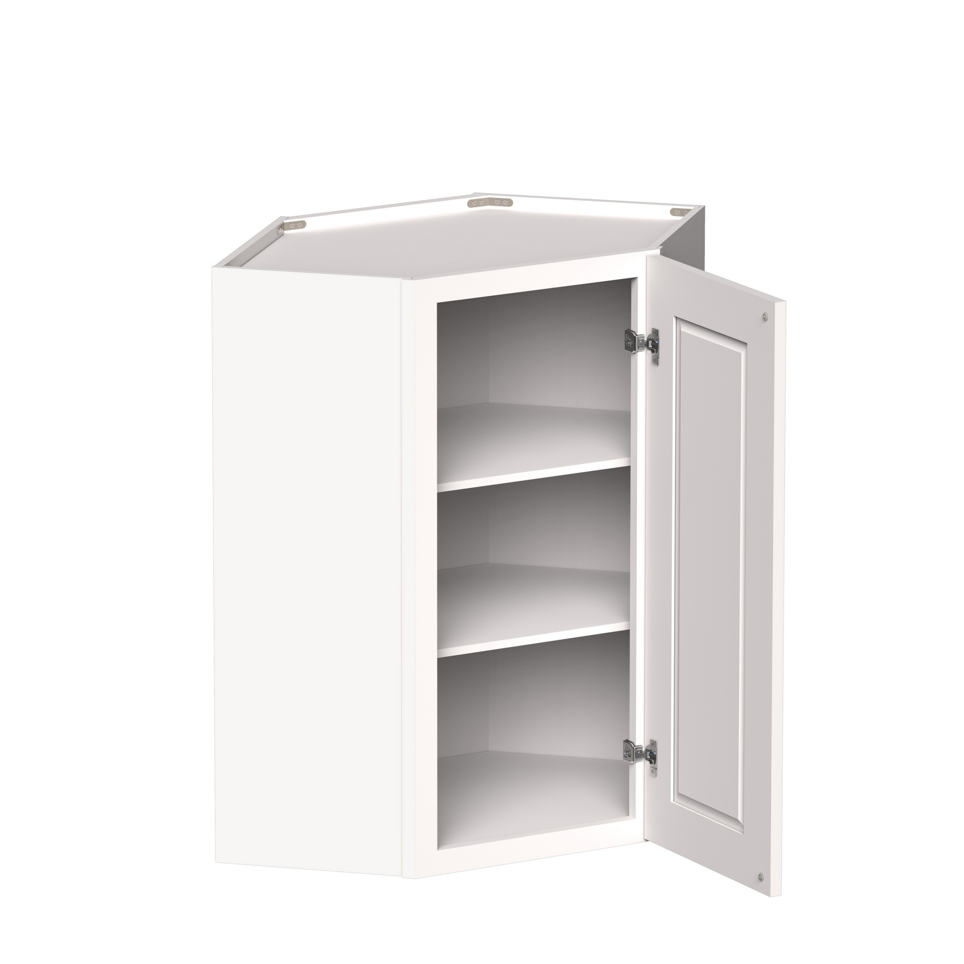 White Shaker RTA 24"W x 12"D x 30"-42"H Standard Corner Wall Cabinets with Door and Shelves