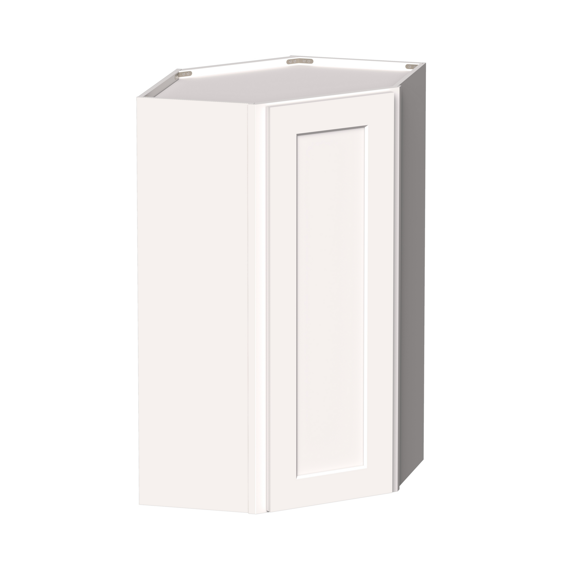 White Shaker RTA 24"W x 12"D x 30"-42"H Standard Corner Wall Cabinets with Door and Shelves