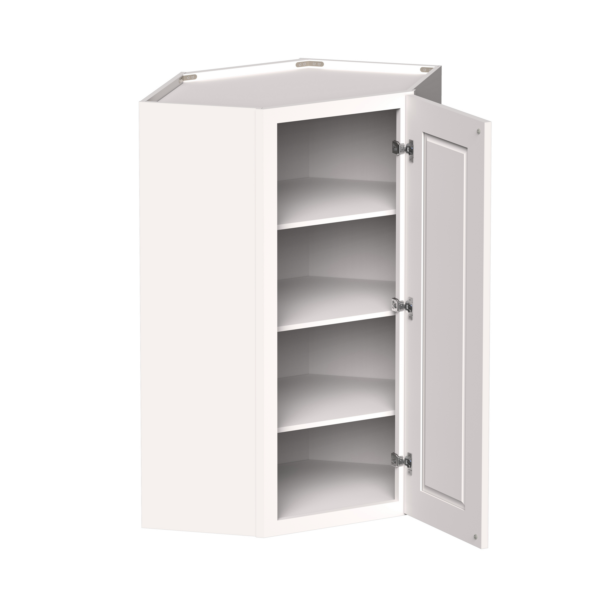 White Shaker RTA 24"W x 12"D x 30"-42"H Standard Corner Wall Cabinets with Door and Shelves