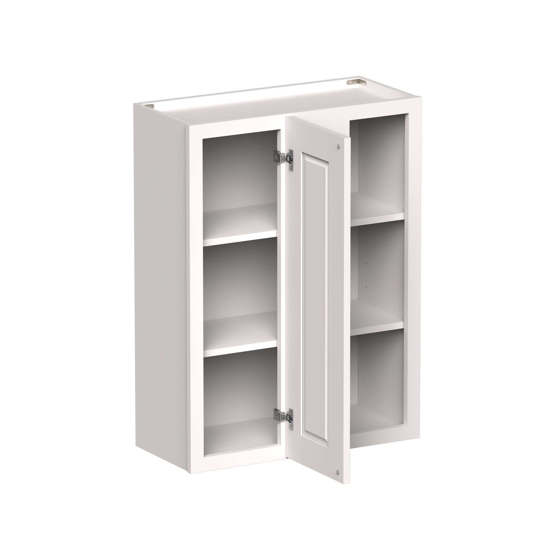 White Shaker RTA 27"W x 12"D x 30"/36"H Standard Corner Wall Cabinets with 1 Door and 2 Shelves