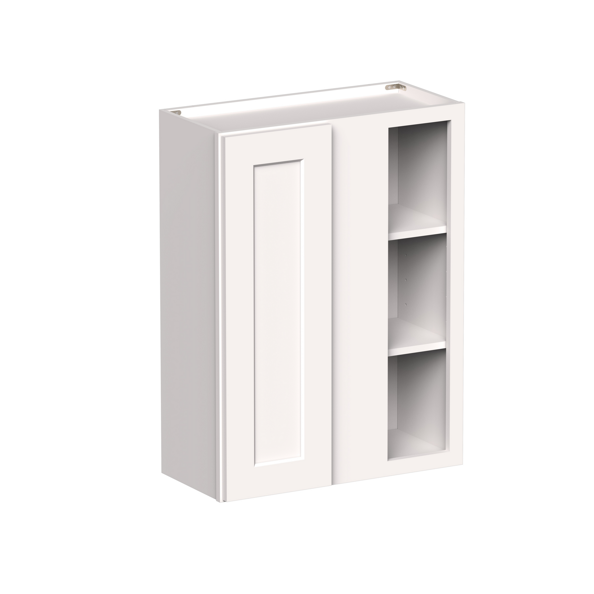 White Shaker RTA 27"W x 12"D x 30"/36"H Standard Corner Wall Cabinets with 1 Door and 2 Shelves