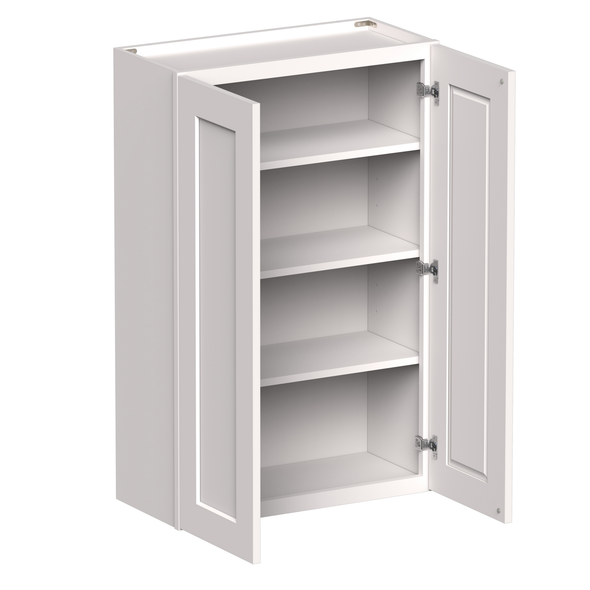 White Shaker RTA 24"W-36"W x 12"D x 42"H Standard Wall Cabinet with 2 Doors and 3 Shelves
