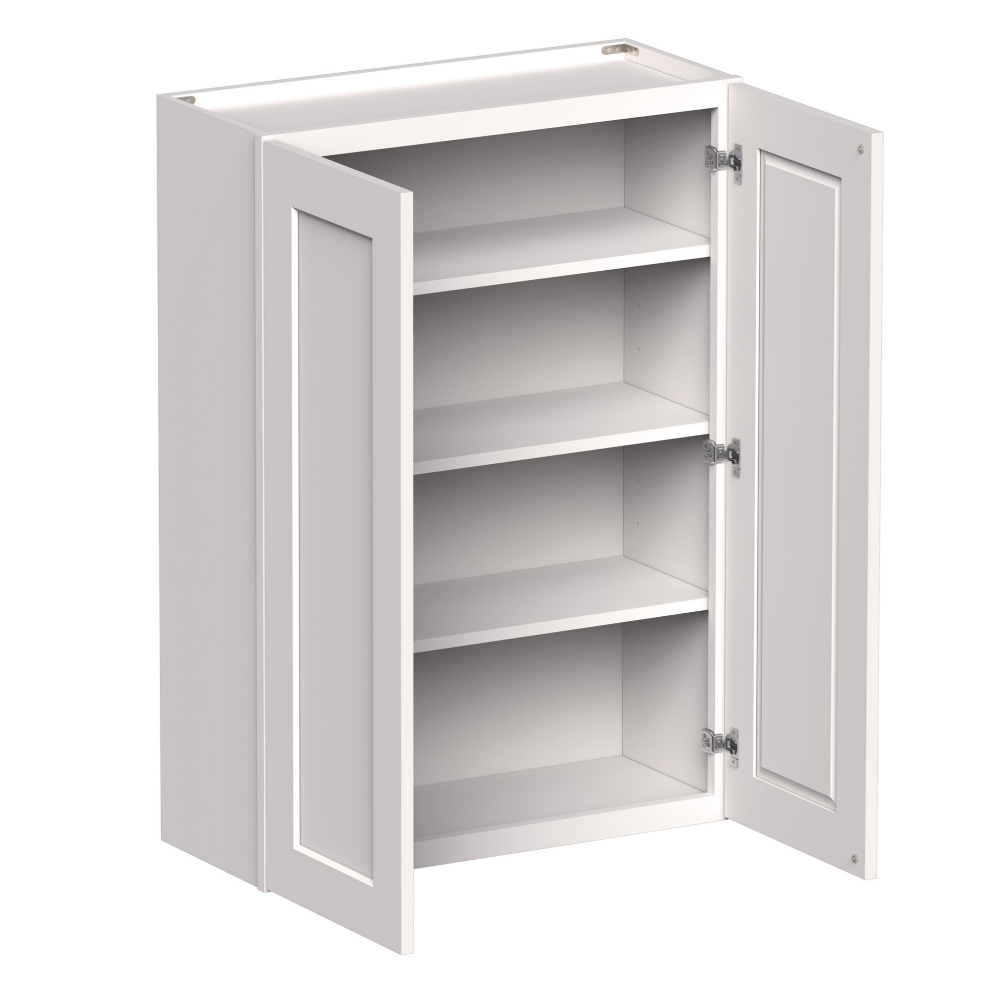 White Shaker RTA 24"W-36"W x 12"D x 42"H Standard Wall Cabinet with 2 Doors and 3 Shelves