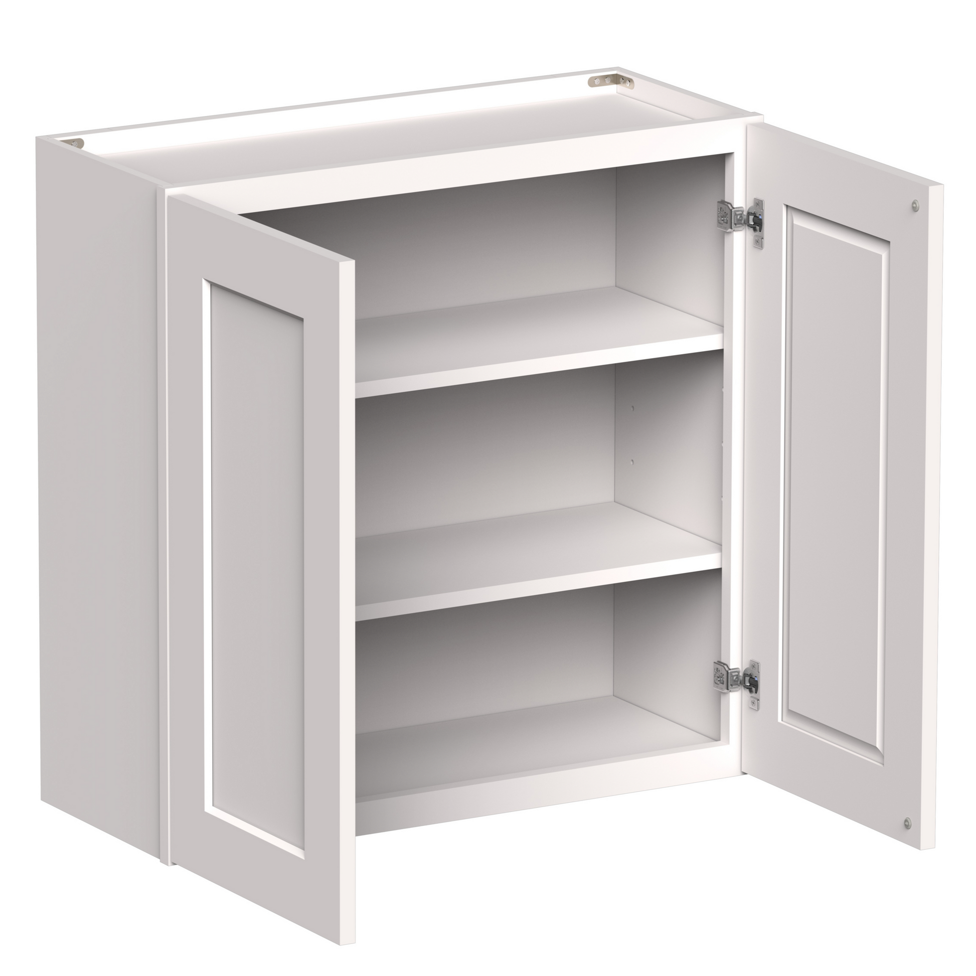 White Shaker RTA 24"W-36"W x 12"D x 30"H/36"H Standard Wall Cabinet with 2 Doors and 2 Shelves