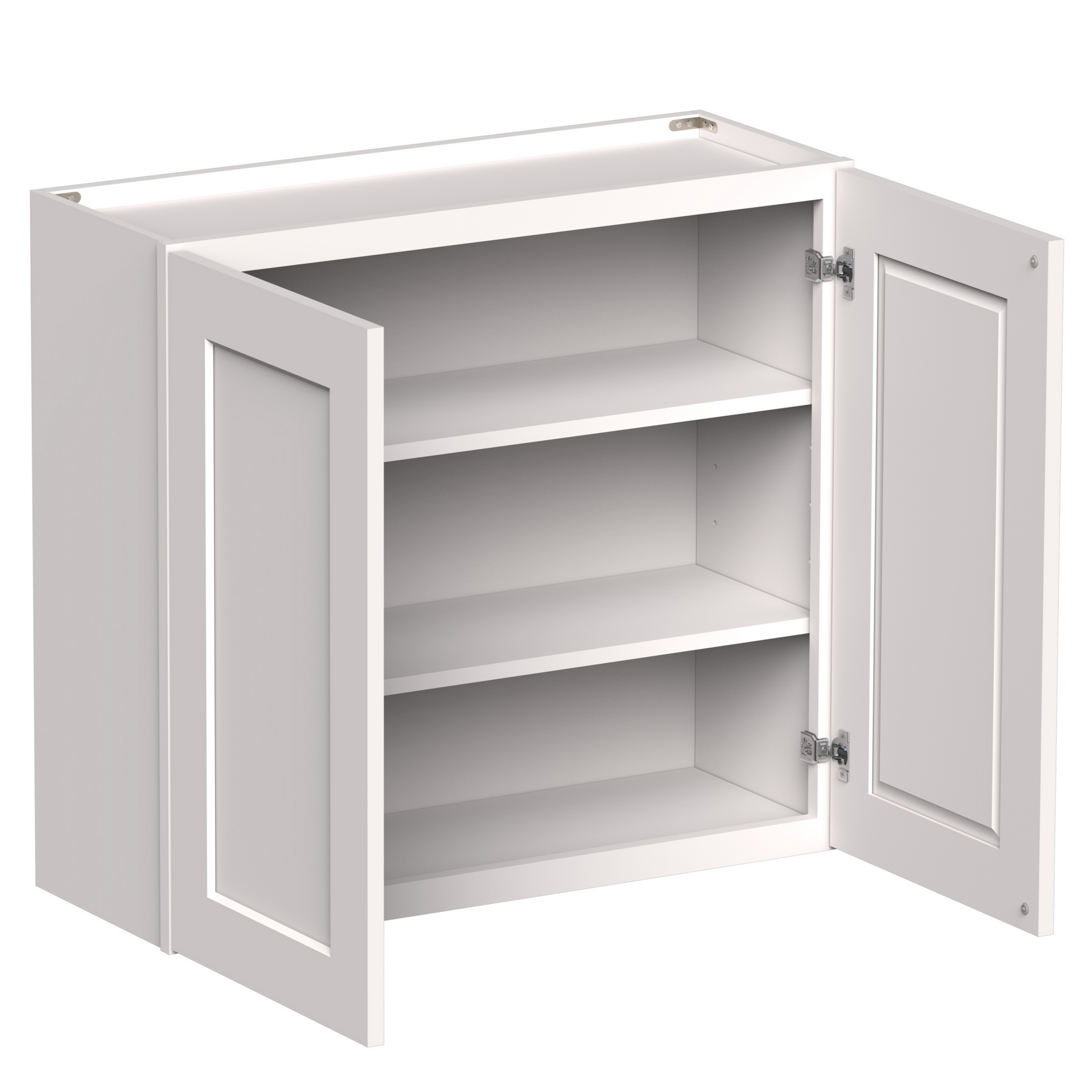 White Shaker RTA 24"W-36"W x 12"D x 30"H/36"H Standard Wall Cabinet with 2 Doors and 2 Shelves