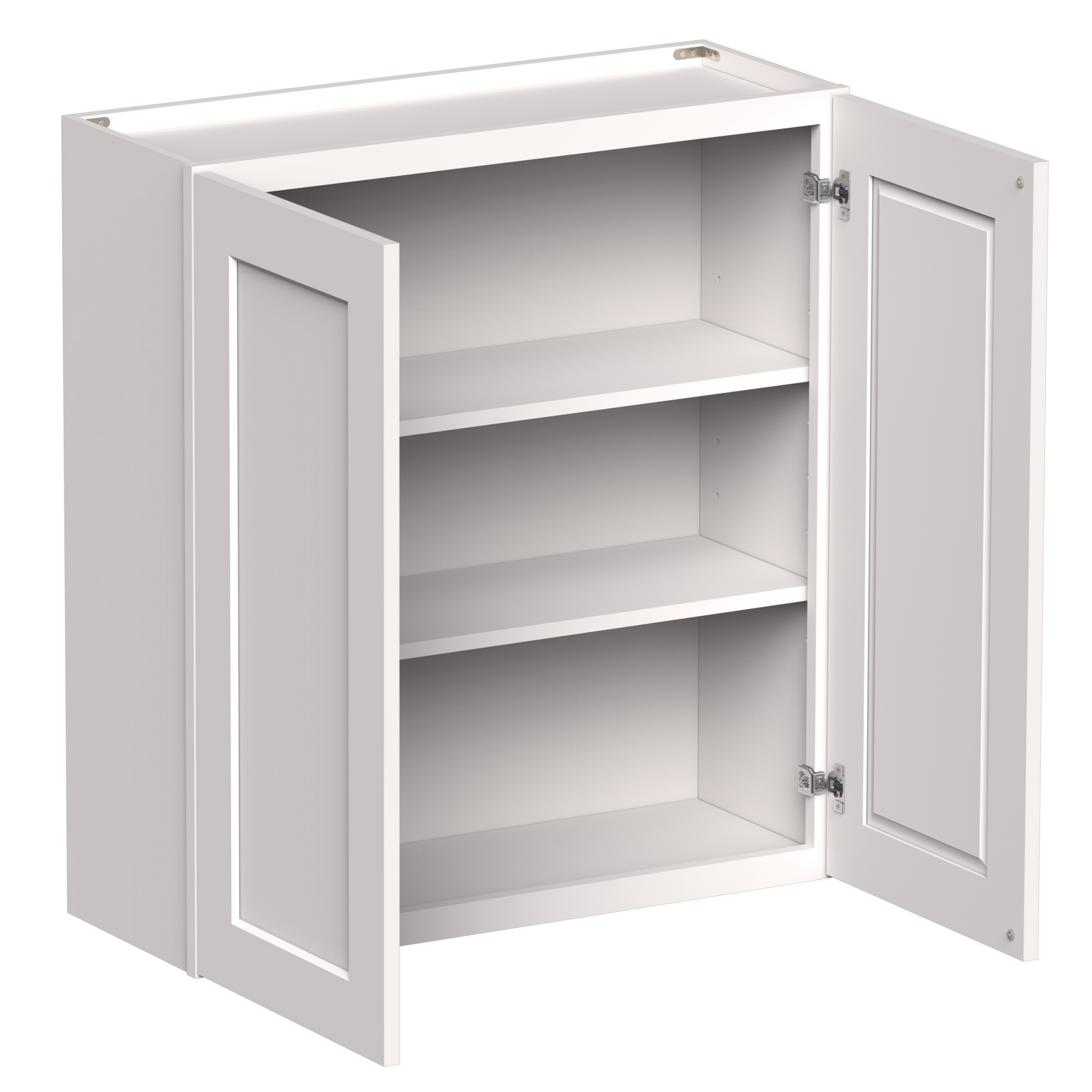 White Shaker RTA 24"W-36"W x 12"D x 30"H/36"H Standard Wall Cabinet with 2 Doors and 2 Shelves