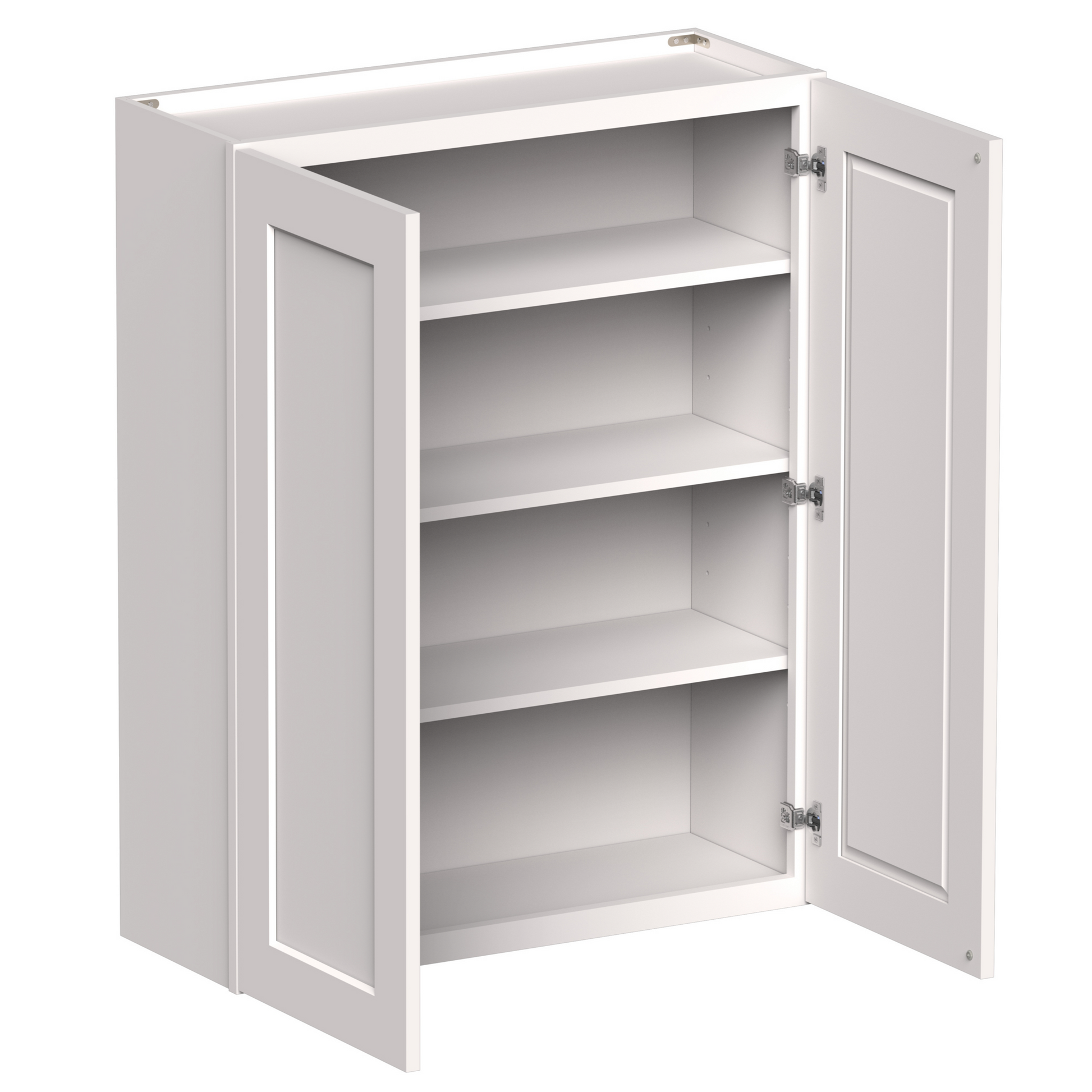 White Shaker RTA 24"W-36"W x 12"D x 42"H Standard Wall Cabinet with 2 Doors and 3 Shelves