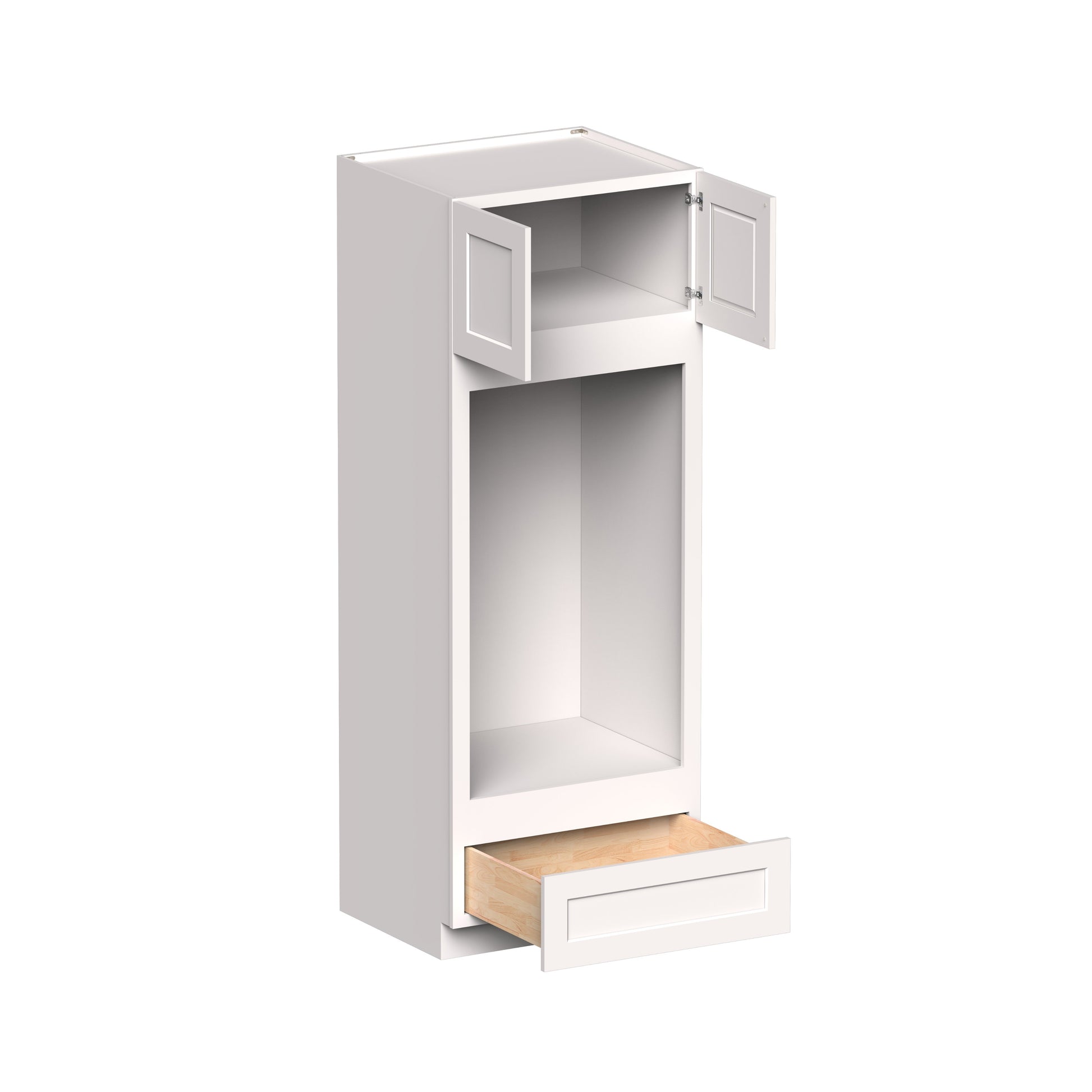 White Shaker RTA 33"W x 27"D x 84"H/90"H Double Oven Cabinets With Drawer with 2 Door, 1 Drawers and 2 Shelves
