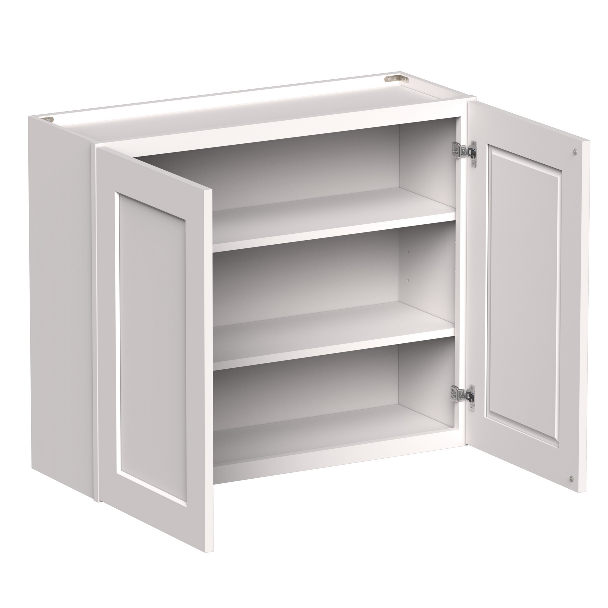 White Shaker RTA 24"W-36"W x 12"D x 30"H/36"H Standard Wall Cabinet with 2 Doors and 2 Shelves