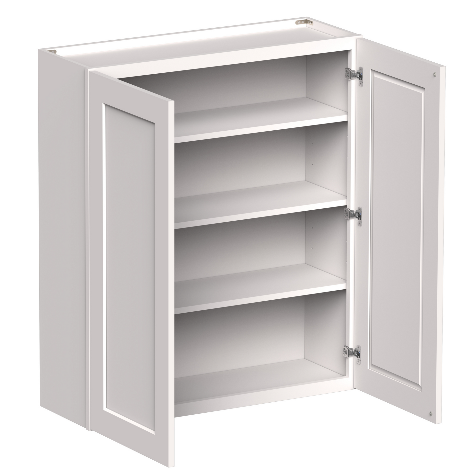 White Shaker RTA 24"W-36"W x 12"D x 42"H Standard Wall Cabinet with 2 Doors and 3 Shelves