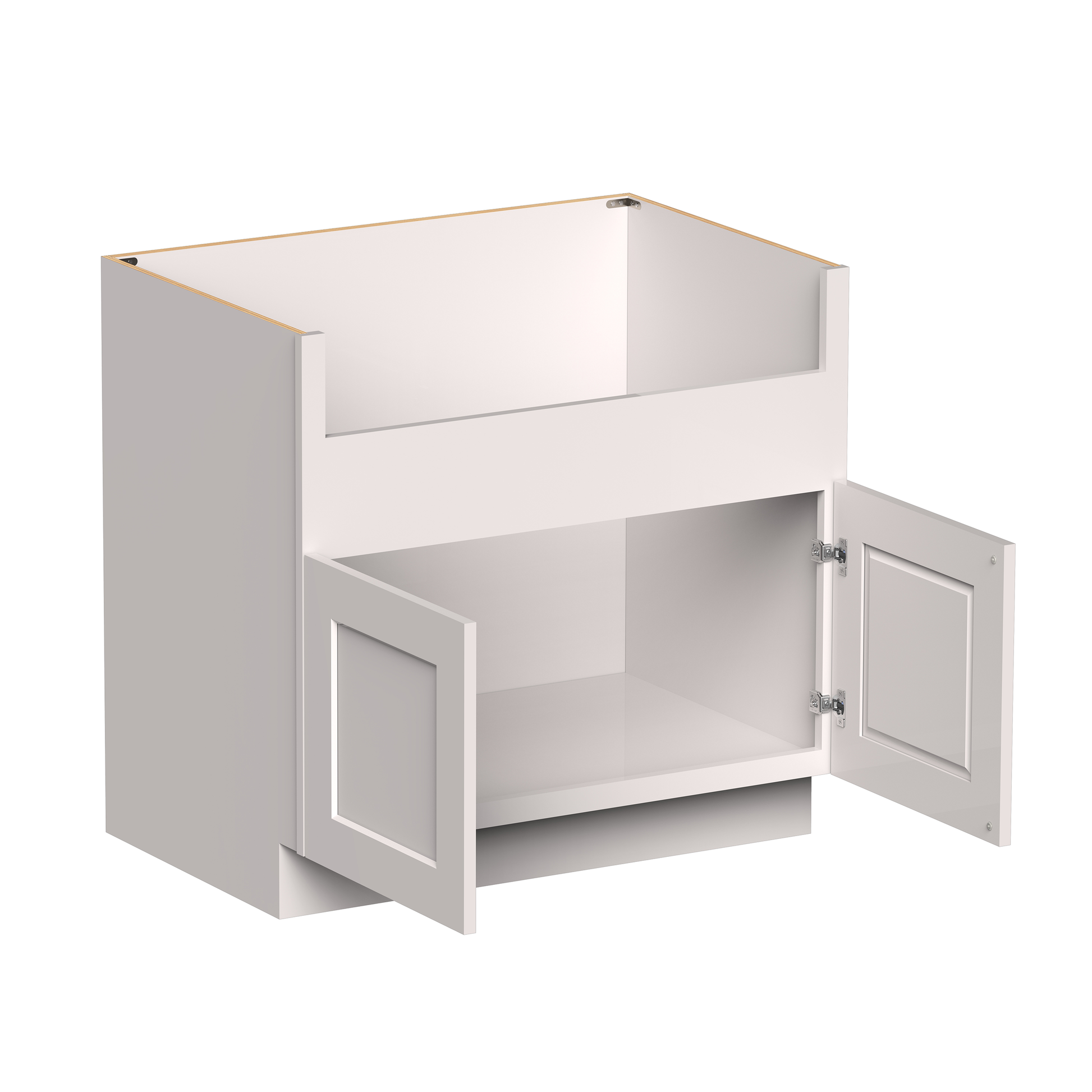 White Shaker RTA 36"W x 24"D x 34.5"H Farm Sink Base Cabinets with 2 Doors