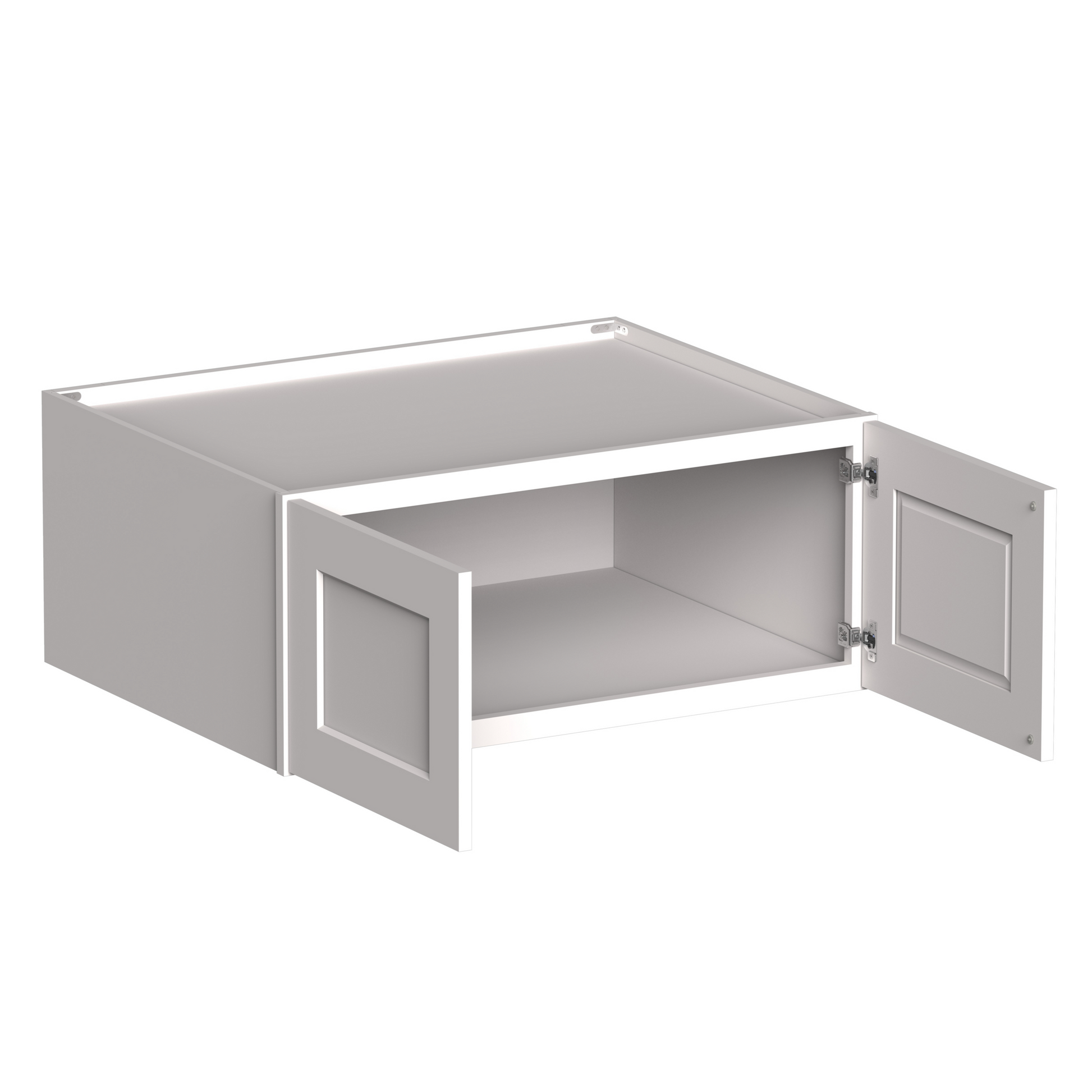 White Shaker RTA 36"W x 27"D x 12"-18"H Deep Wall Cabinets with 2 Doors