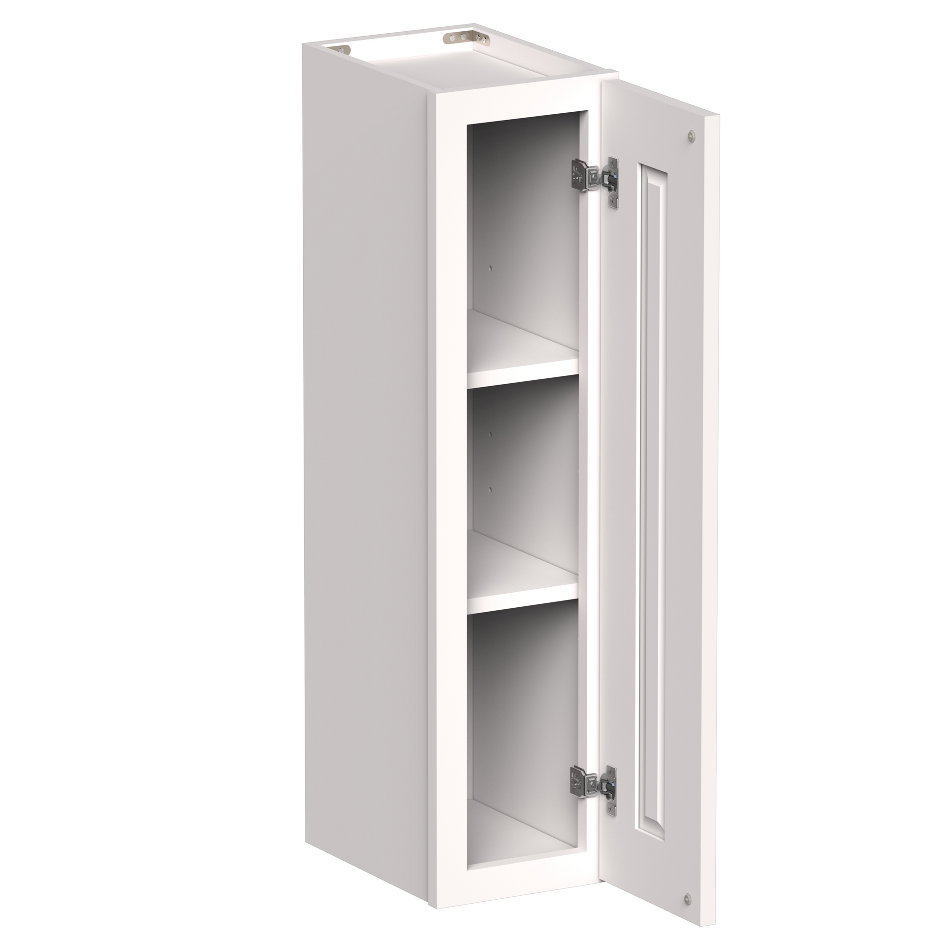 White Shaker RTA 9"W-21"W x 12"D x 30"H/36"H Standard Wall Cabinet with 1 Door and 2 Shelves