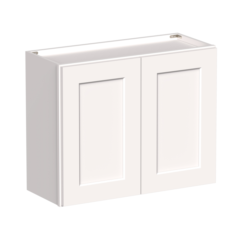 White Shaker RTA W30" X H24" X D12" Standard Wall Cabinet with 2 Doors