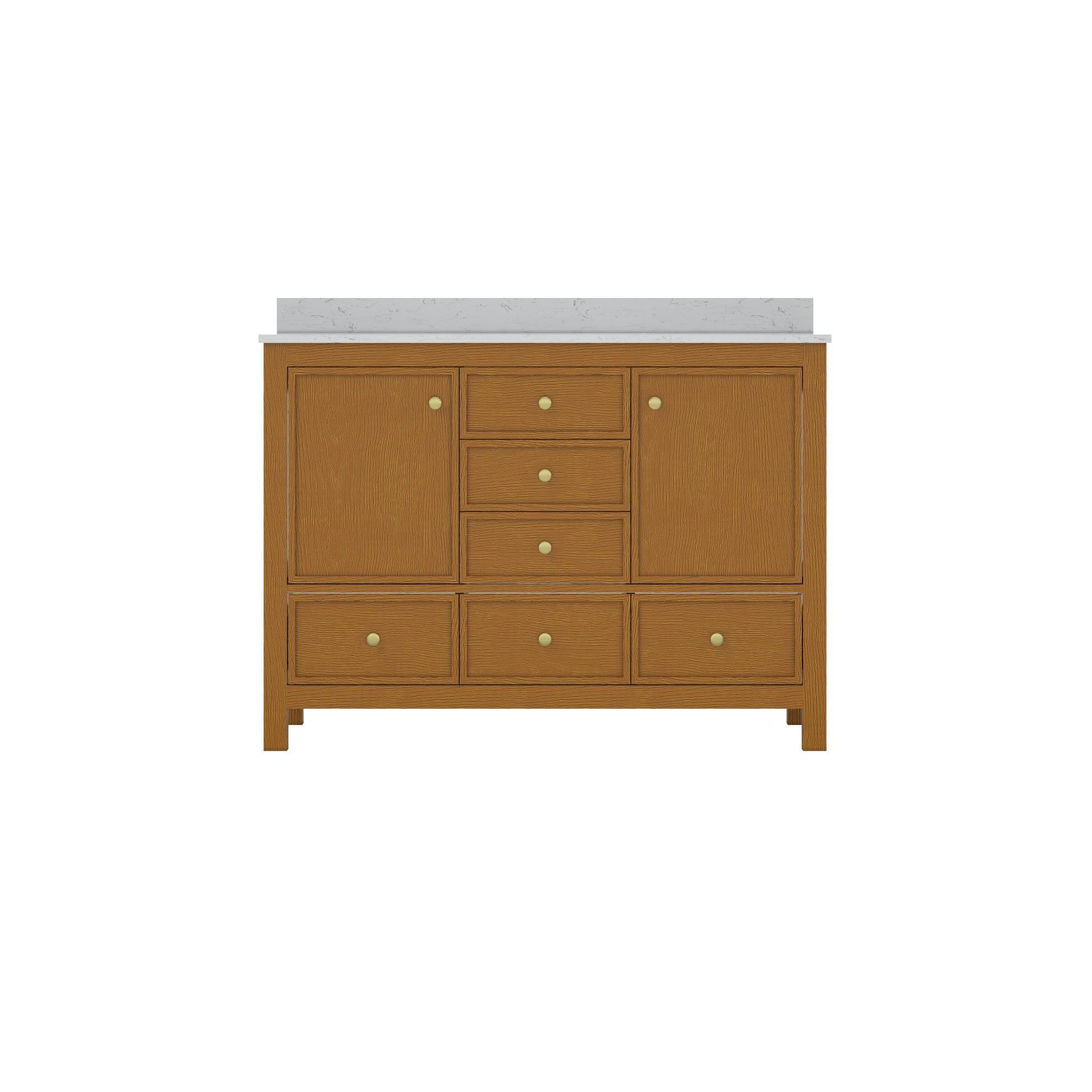 48"/60"/72" Freestanding Bathroom Vanity with Single/Double Sink & Marble Top