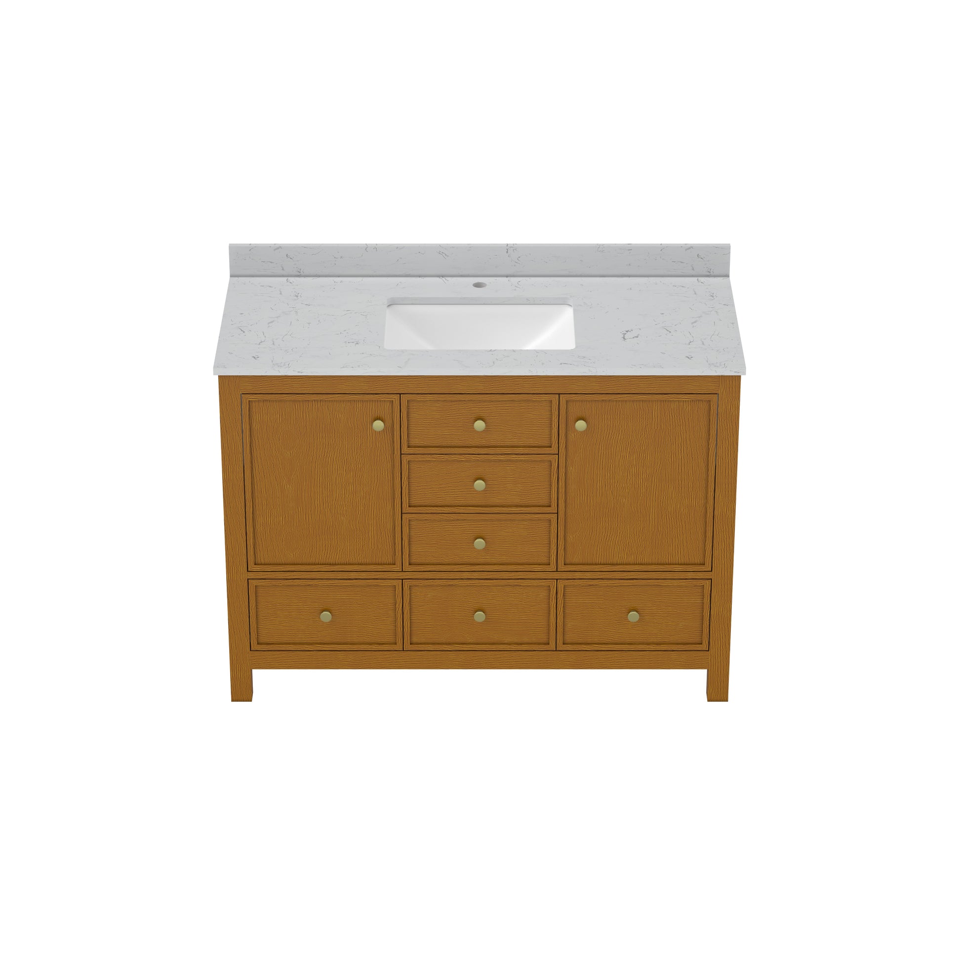 48"/60"/72" Freestanding Bathroom Vanity with Single/Double Sink & Marble Top