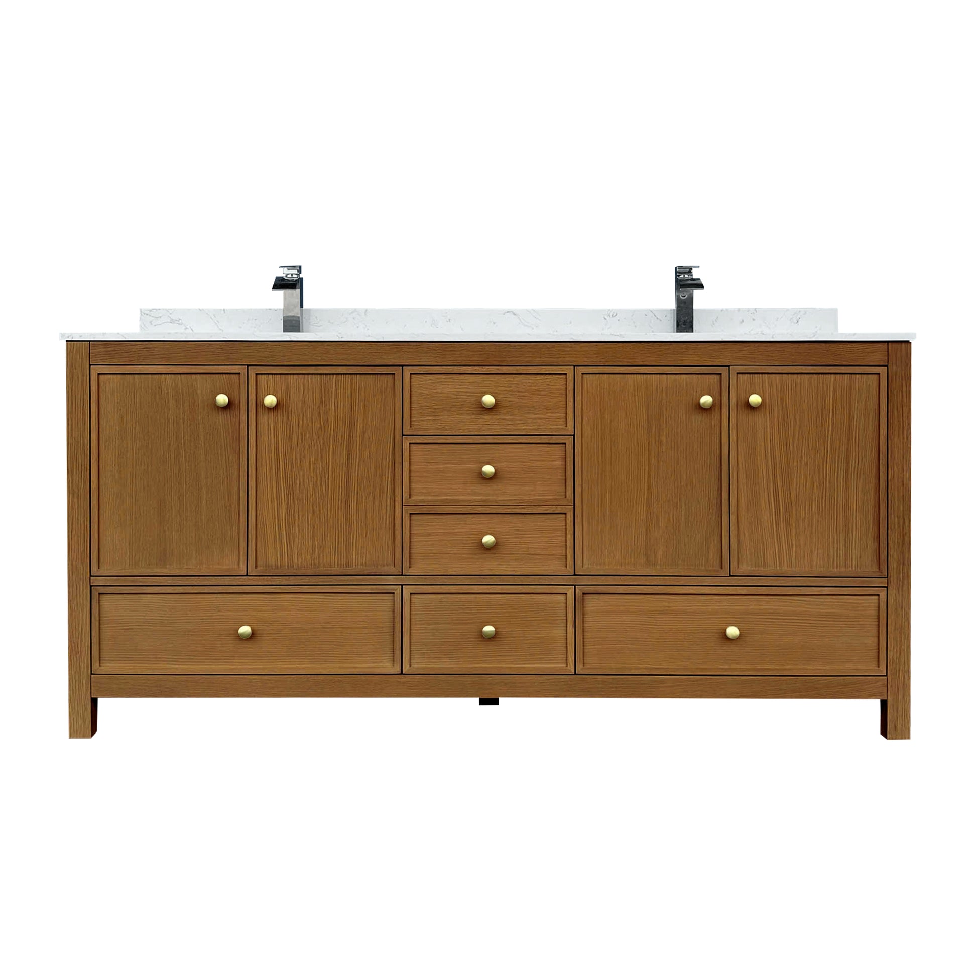 48"/60"/72" Freestanding Bathroom Vanity with Single/Double Sink & Marble Top